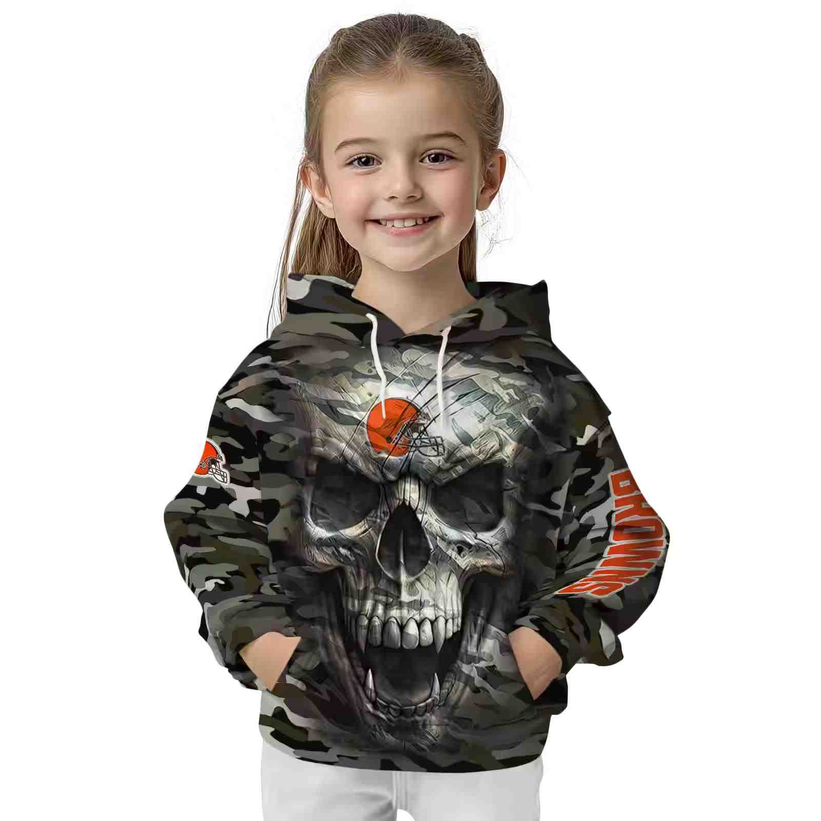 personalized cleveland browns camo skull hoodie top rated