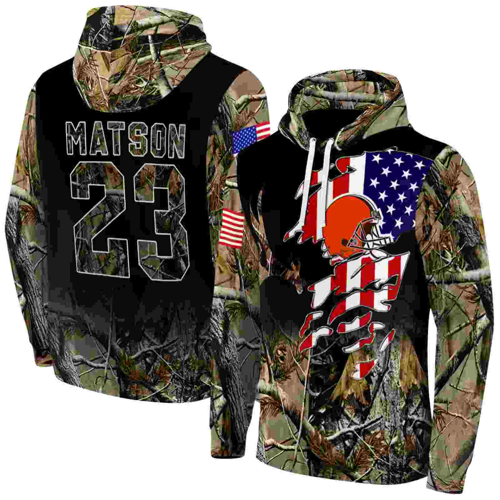 personalized cleveland browns tree camo hoodie fashion forward