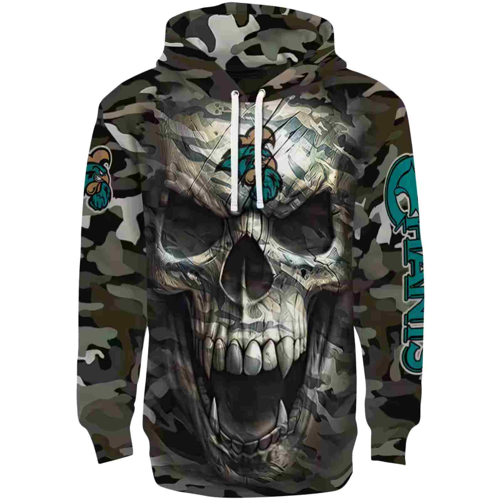 Personalized Coastal Carolina Chanticleers Camo Skull Hoodie