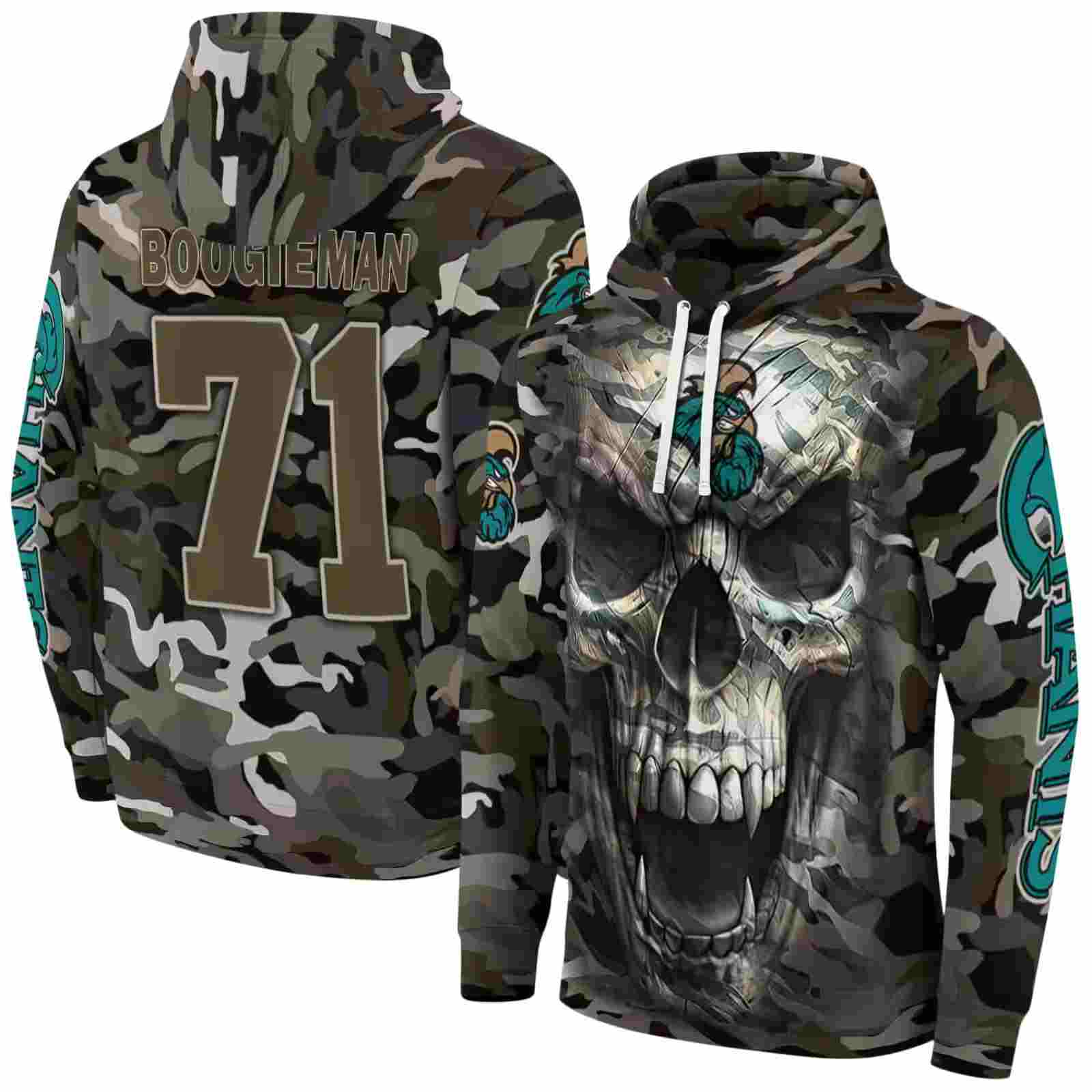 personalized coastal carolina chanticleers camo skull hoodie fashion forward