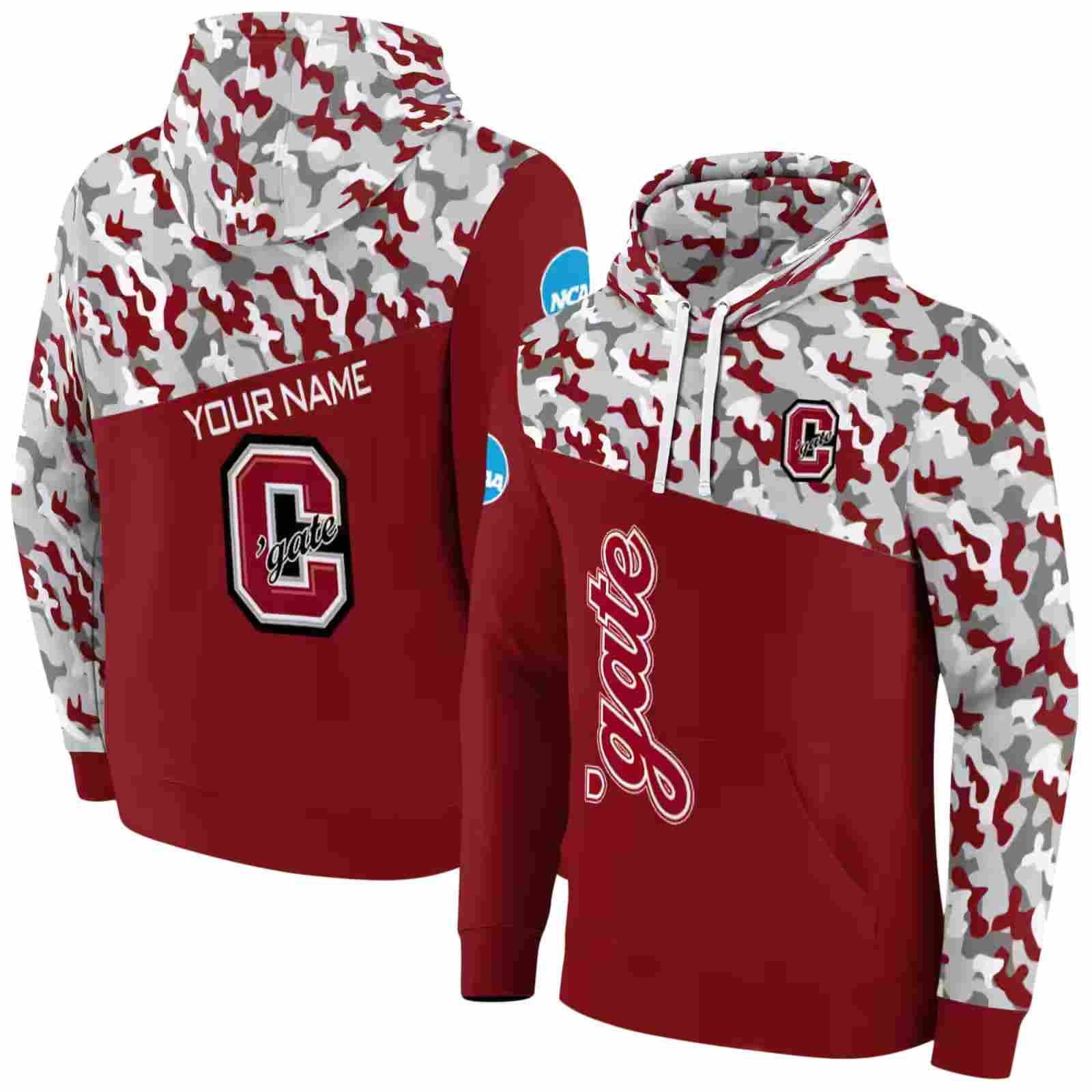 personalized colgate raiders camo pattern maroon hoodie fashion forward