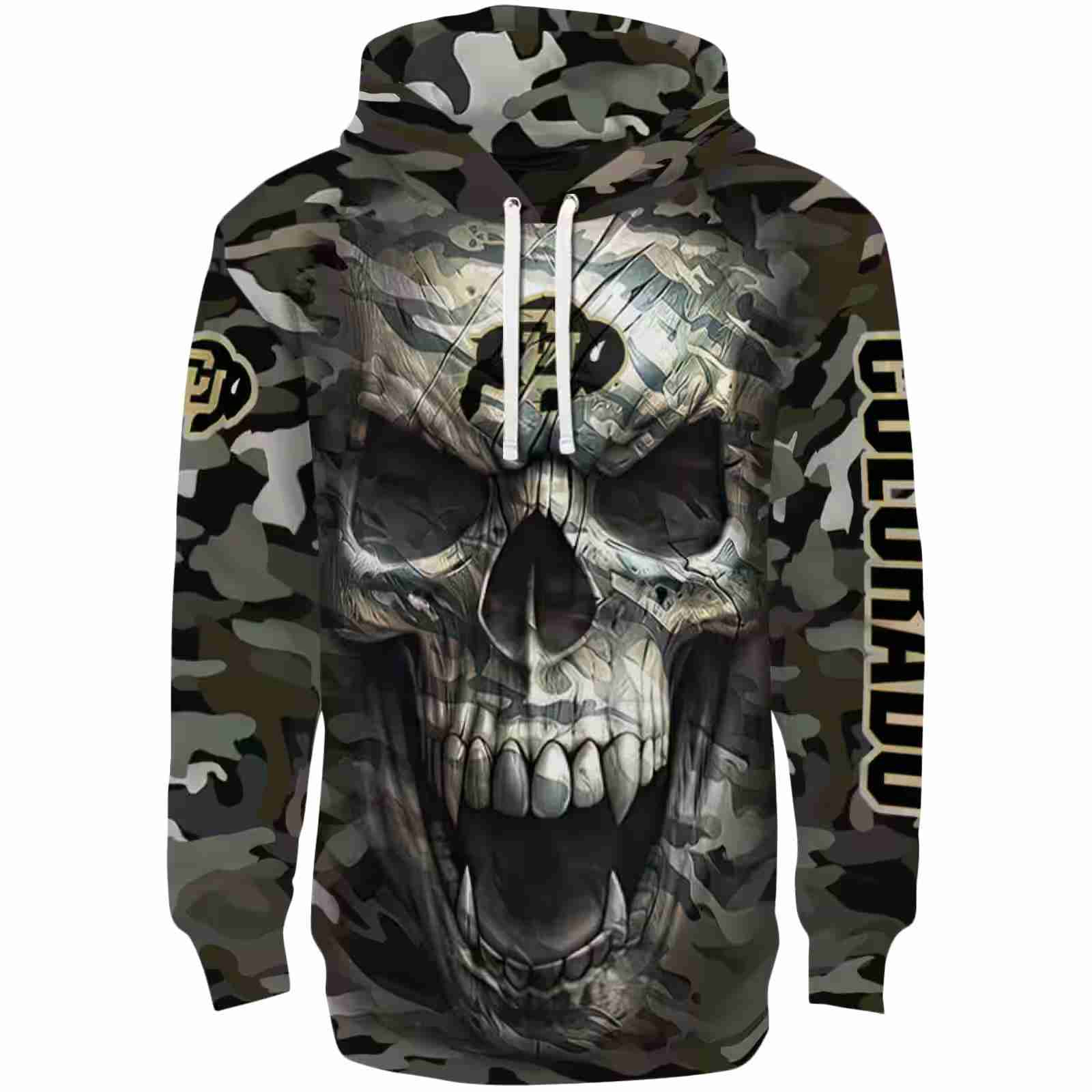 Personalized Colorado Buffaloes Camo Skull Hoodie