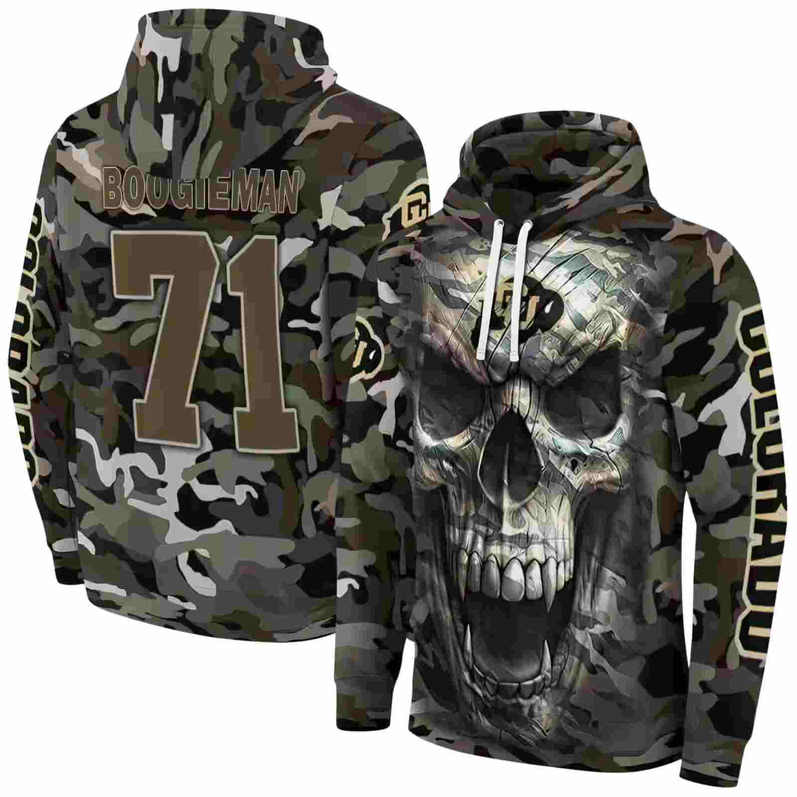 personalized colorado buffaloes camo skull hoodie fashion forward