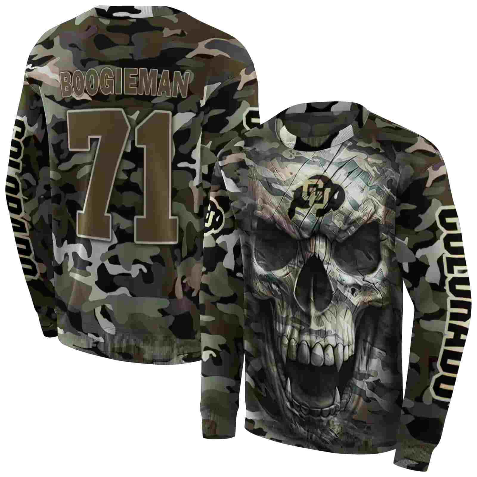 personalized colorado buffaloes camo skull hoodie premium grade