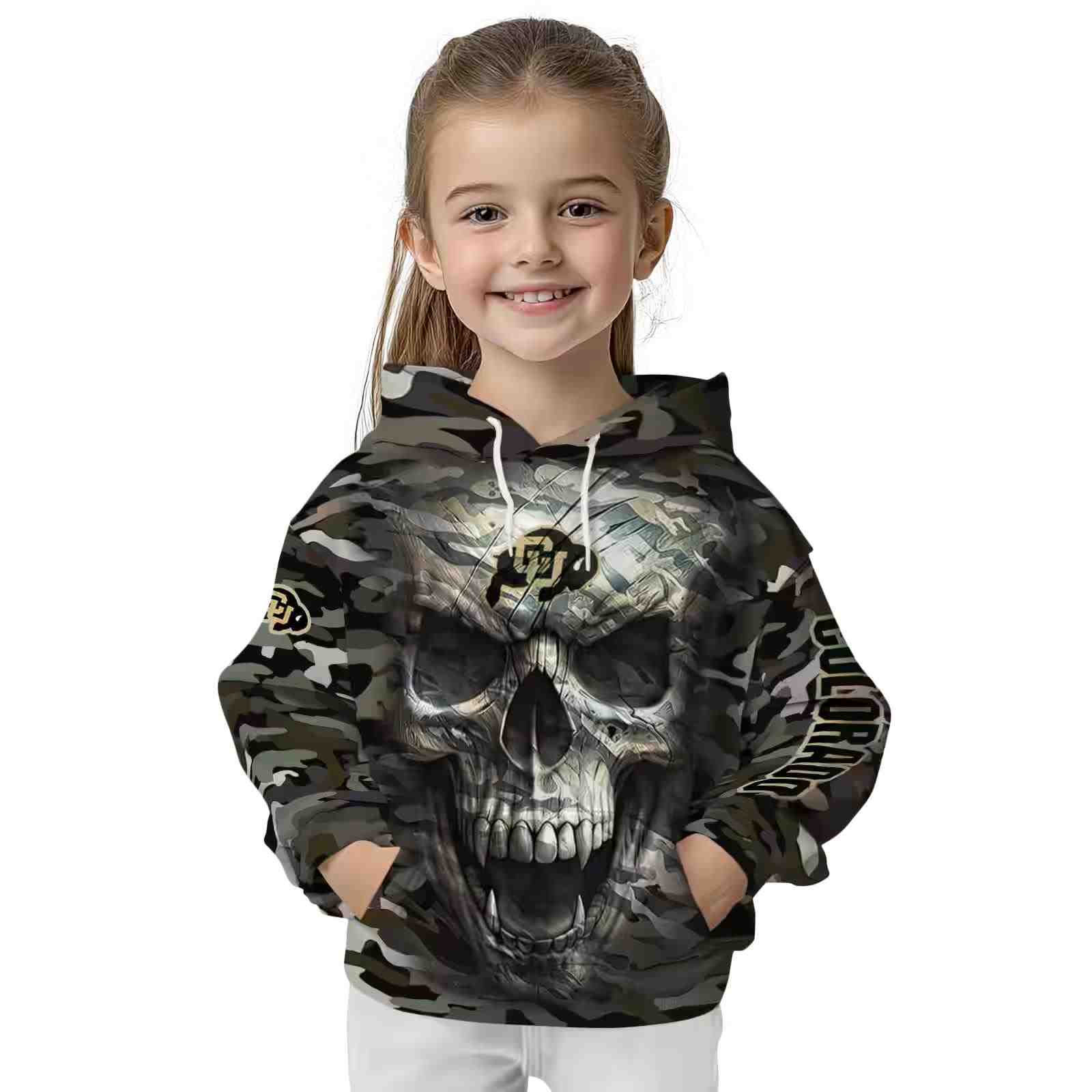 personalized colorado buffaloes camo skull hoodie top rated