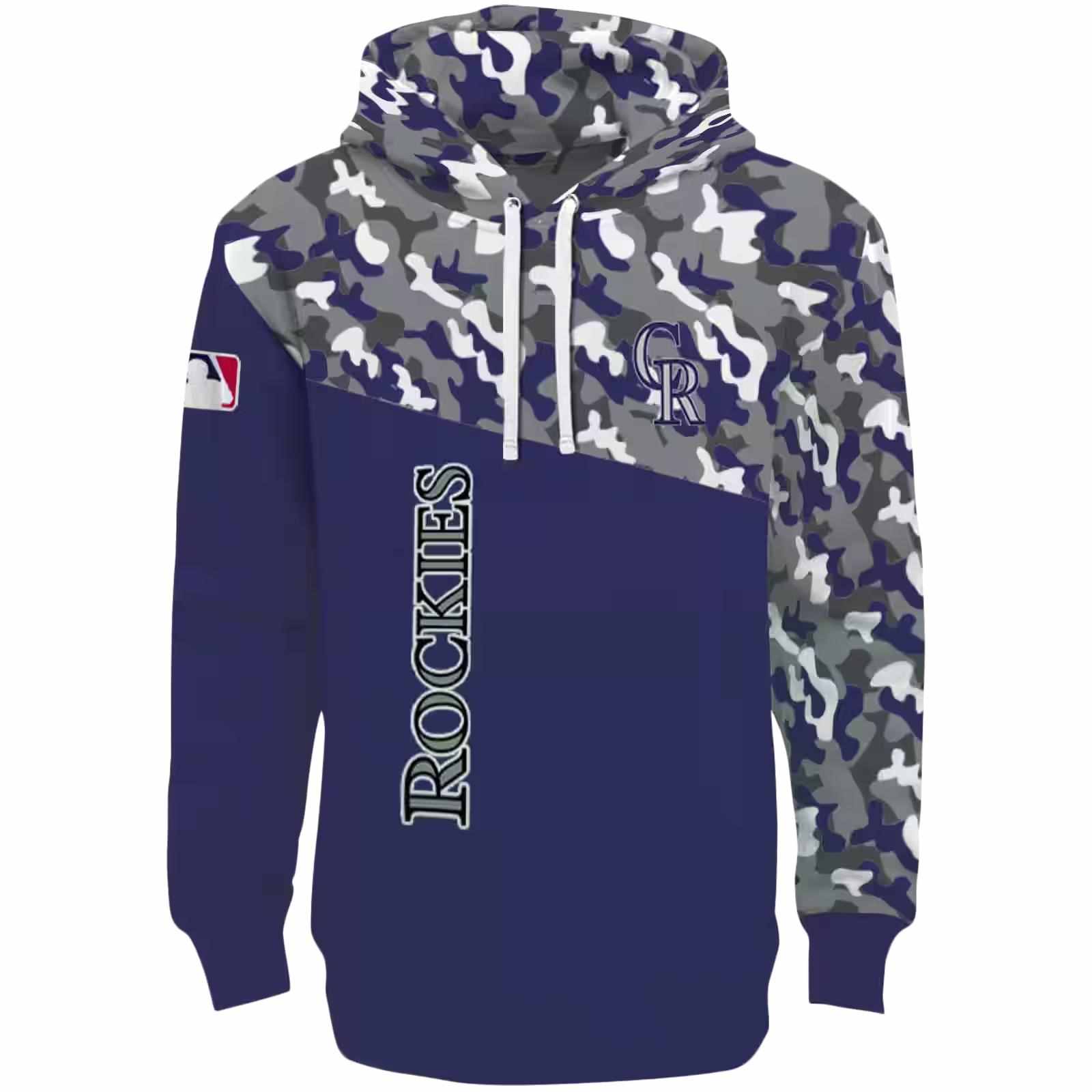 Personalized Colorado Rockies Camo Pattern Blue Hoodie