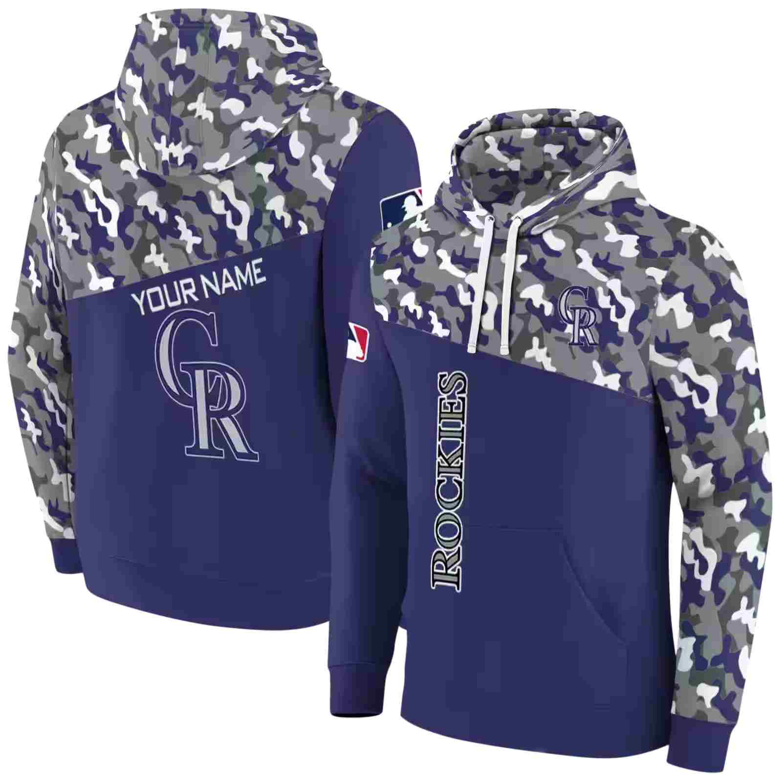 personalized colorado rockies camo pattern blue hoodie fashion forward