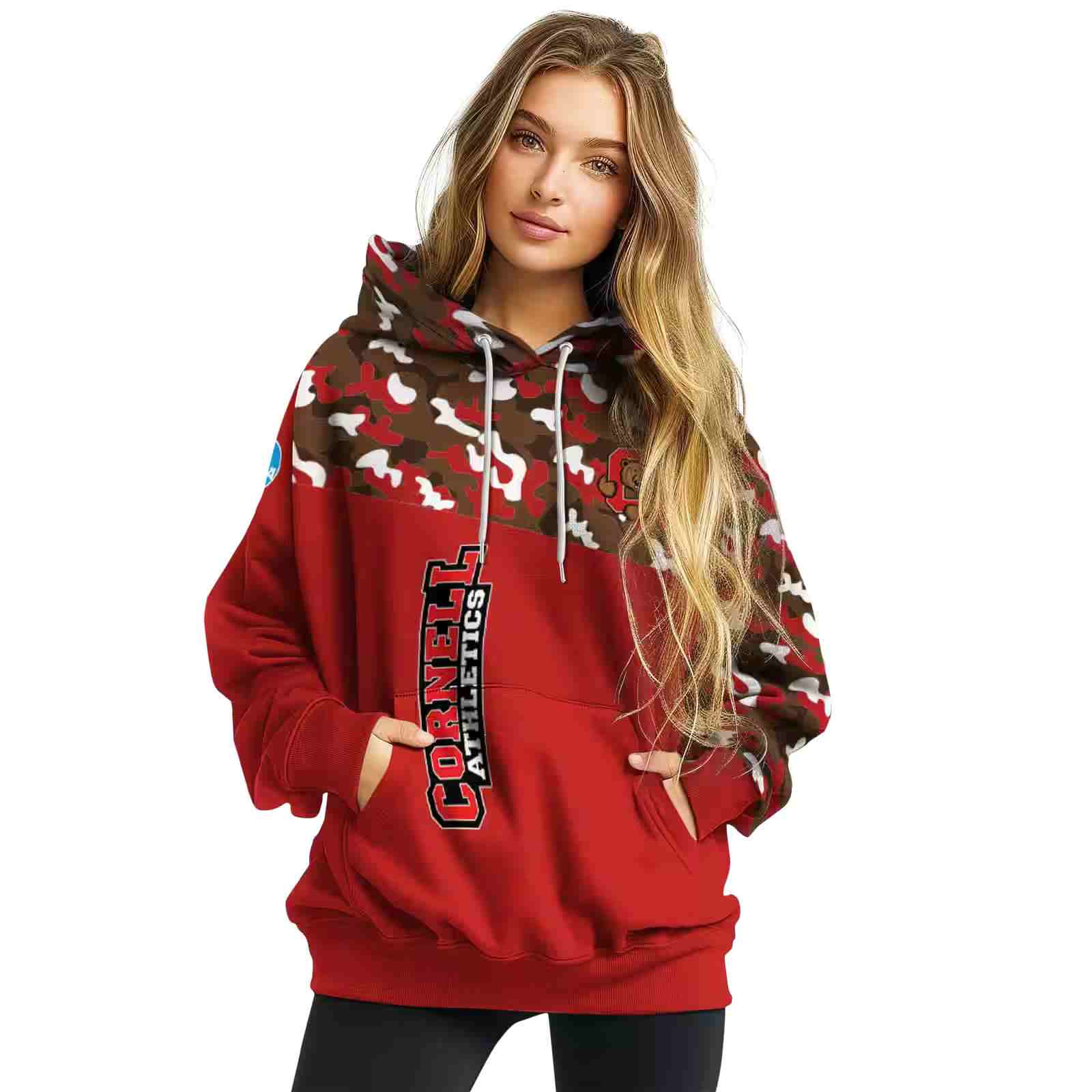 personalized cornell big red camo pattern red hoodie high quality