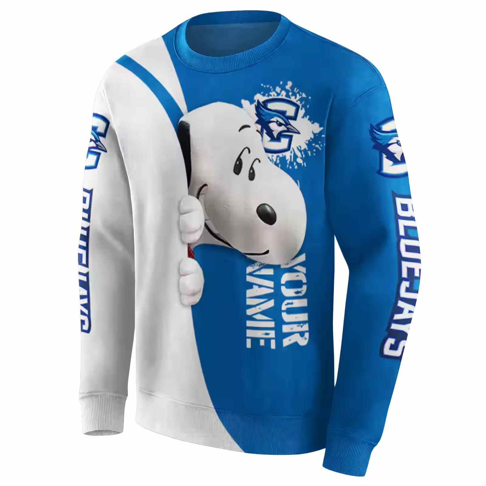 personalized creighton bluejays peeking snoopy blue hoodie new arrival