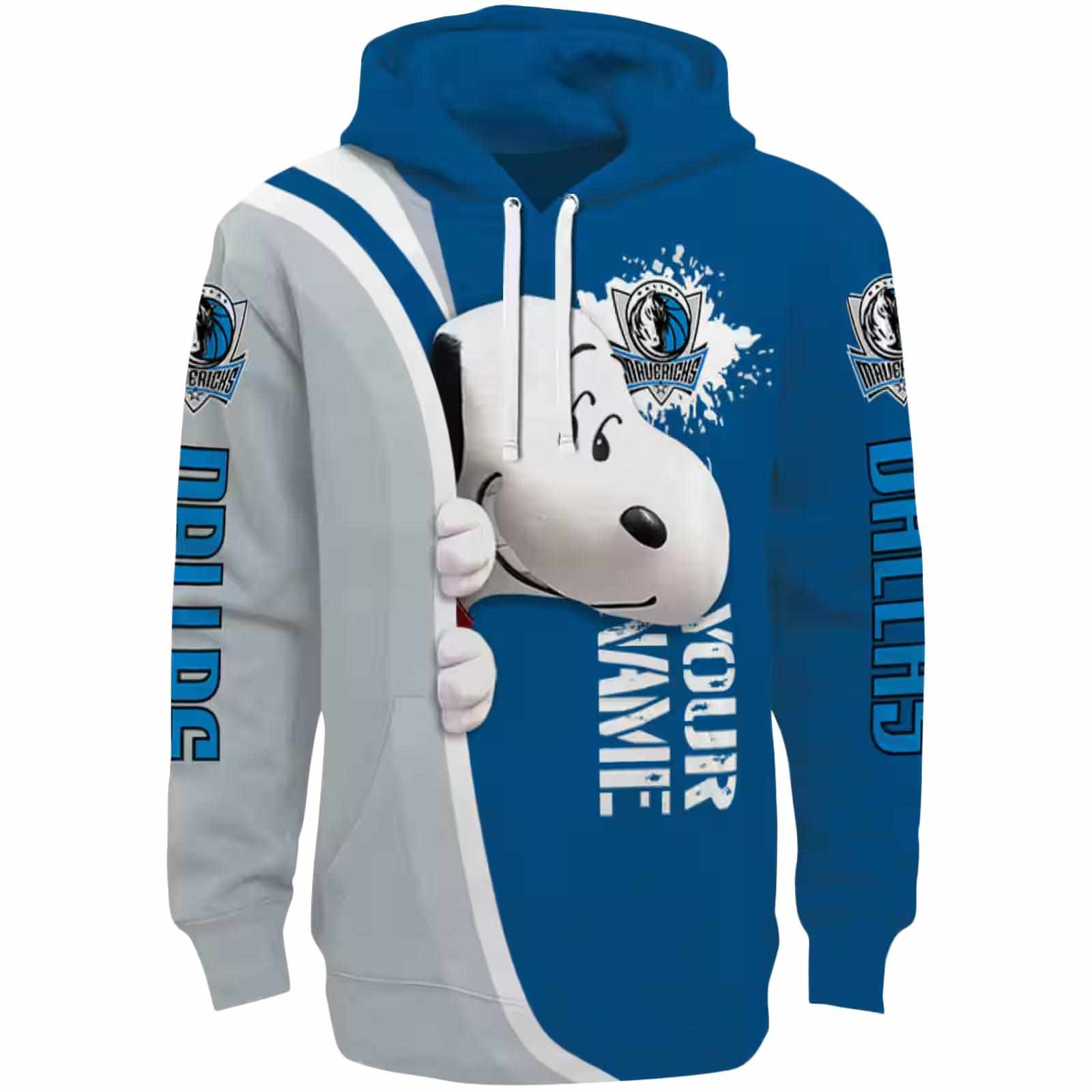 Personalized Dallas Mavericks Peeking Snoopy Blue Hoodie