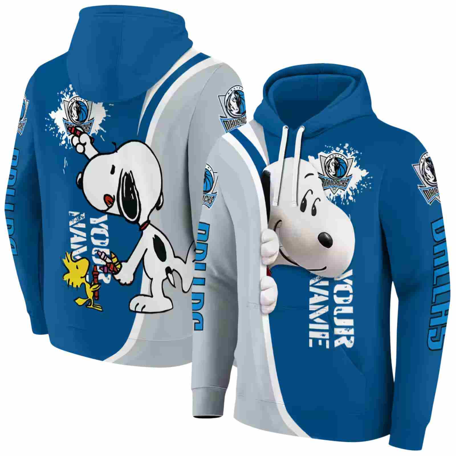 personalized dallas mavericks peeking snoopy blue hoodie fashion forward