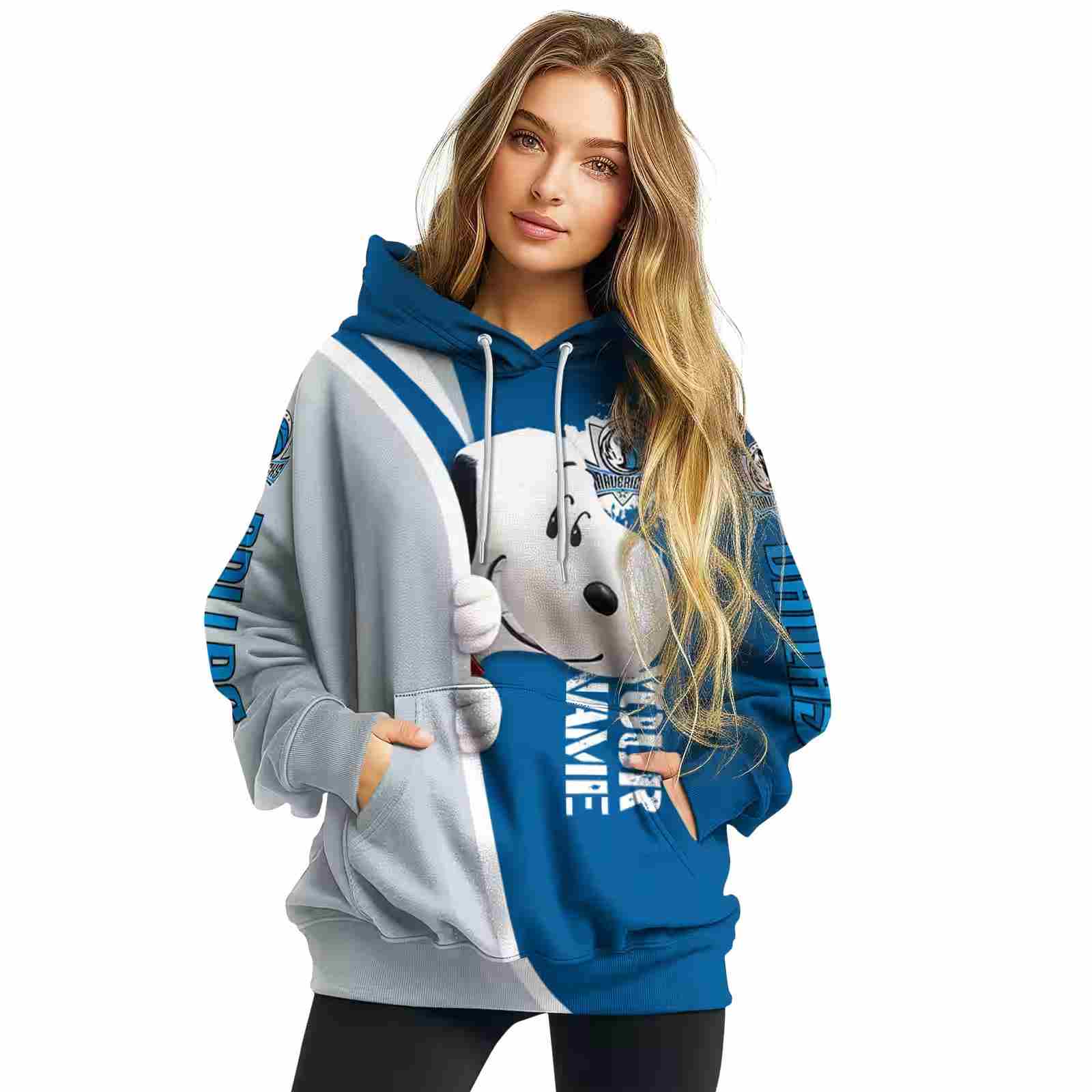 personalized dallas mavericks peeking snoopy blue hoodie high quality