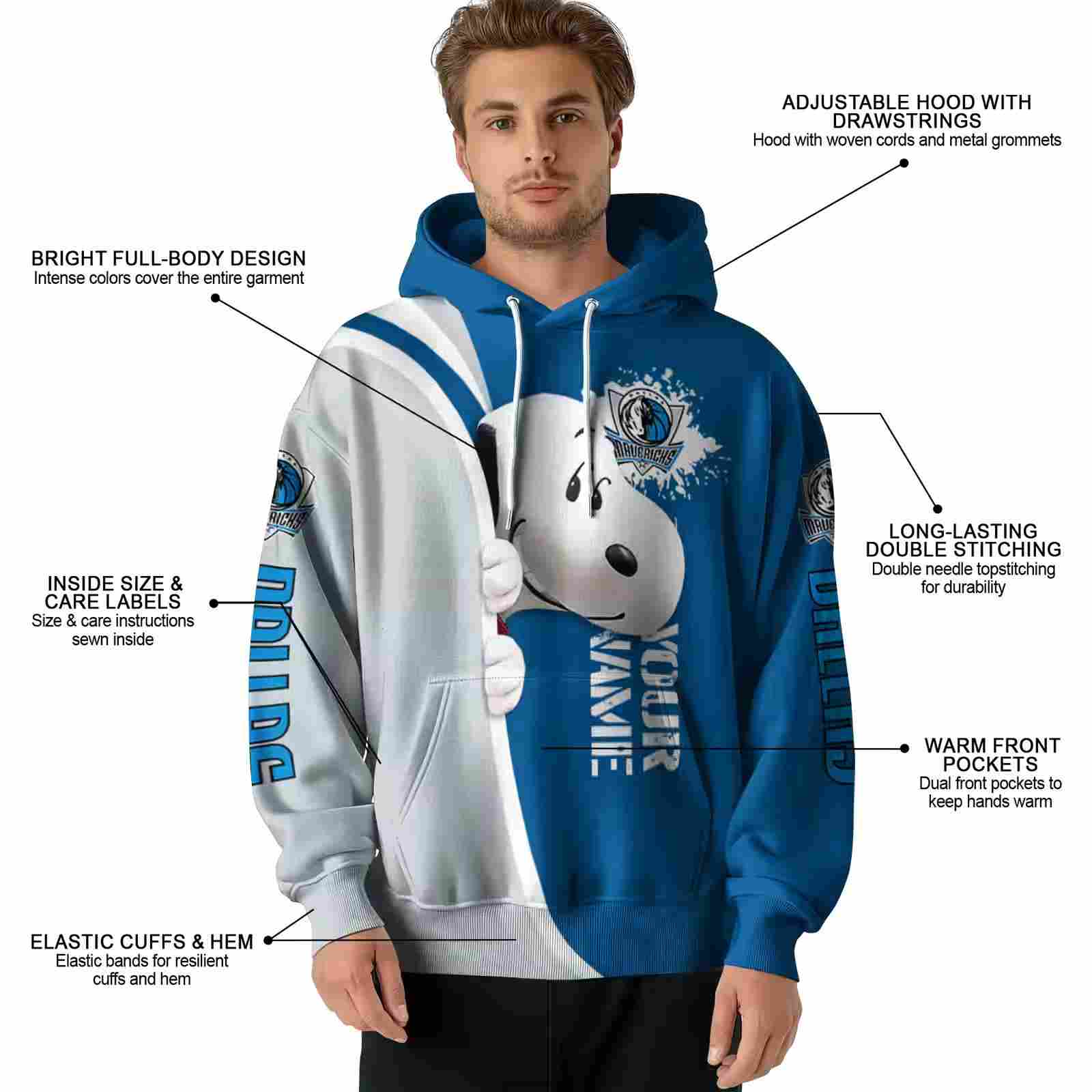 personalized dallas mavericks peeking snoopy blue hoodie latest model