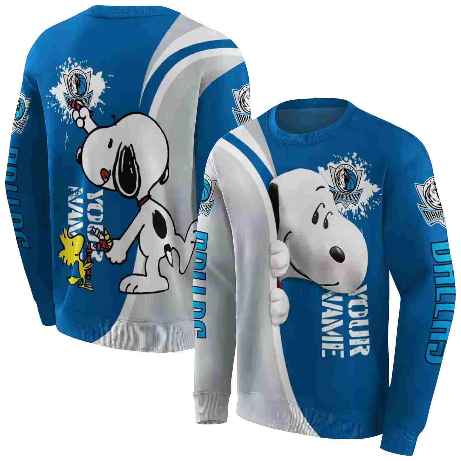 personalized dallas mavericks peeking snoopy blue hoodie premium grade