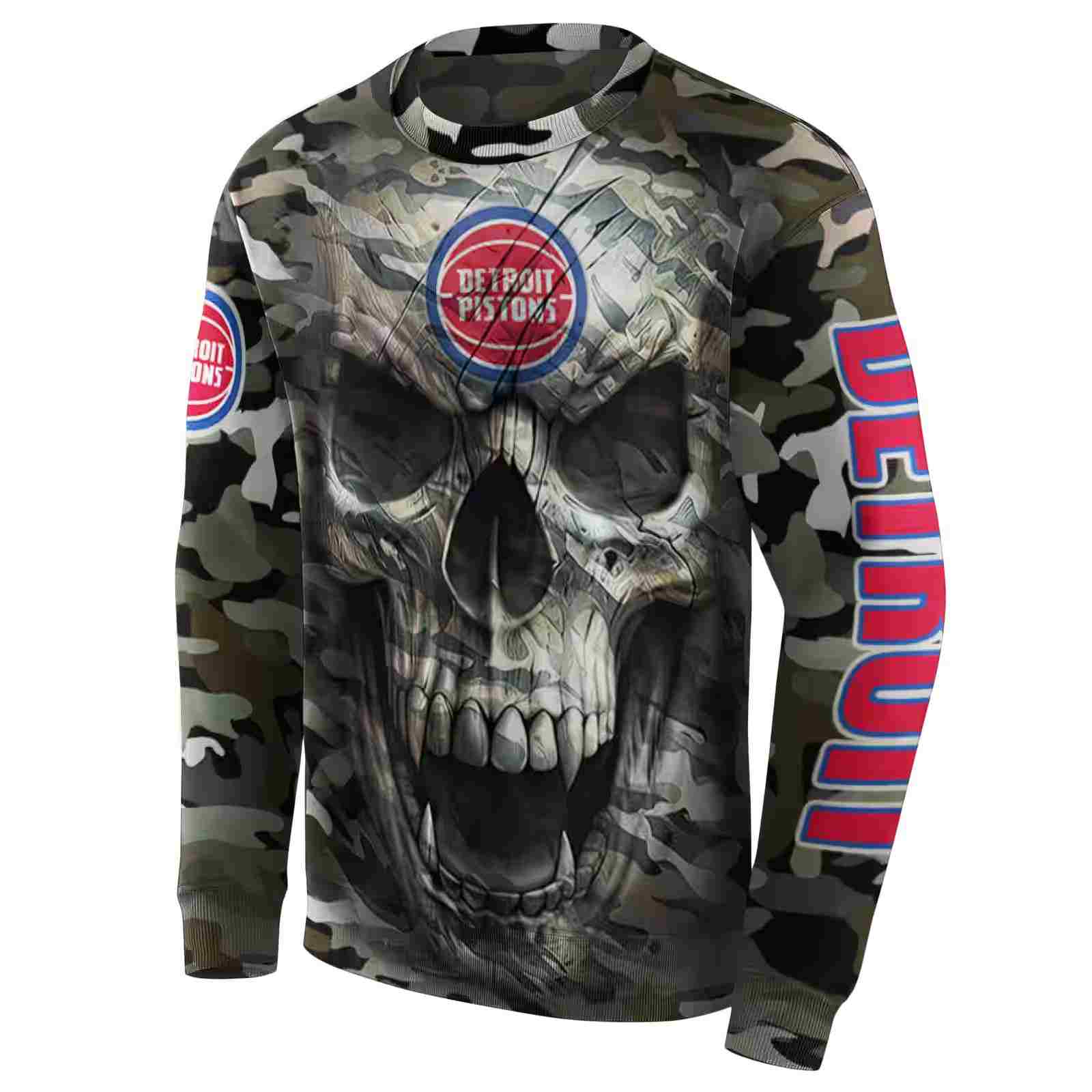 personalized detroit pistons camo skull hoodie new arrival