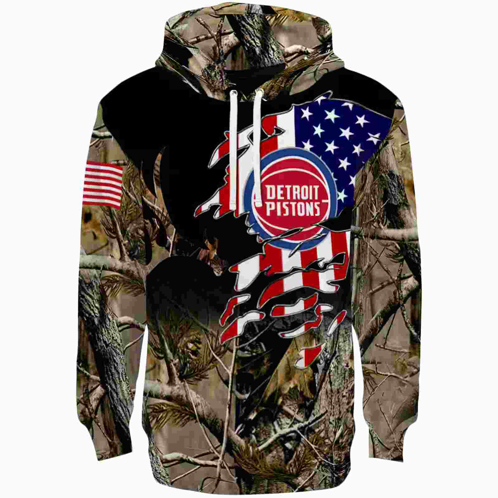 Personalized Detroit Pistons Tree Camo Hoodie