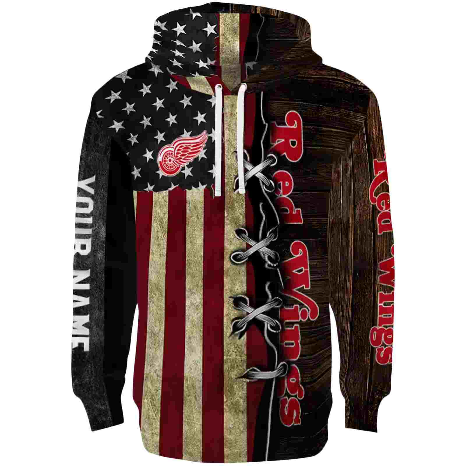 Personalized Detroit Red Wings American Pride Hoodie