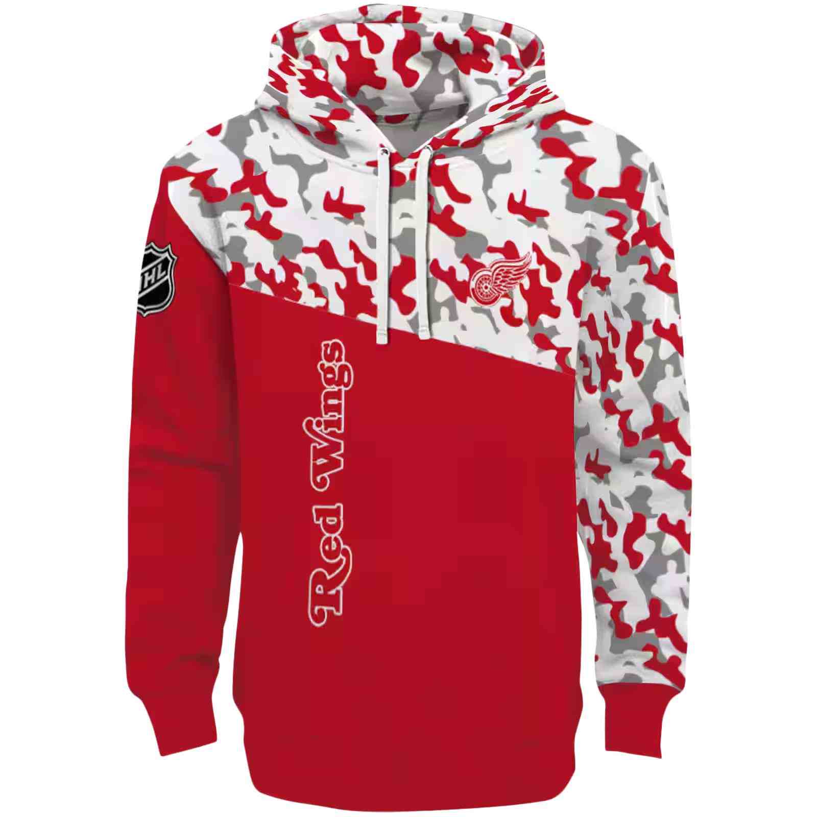 Personalized Detroit Red Wings Camo Pattern Red Hoodie