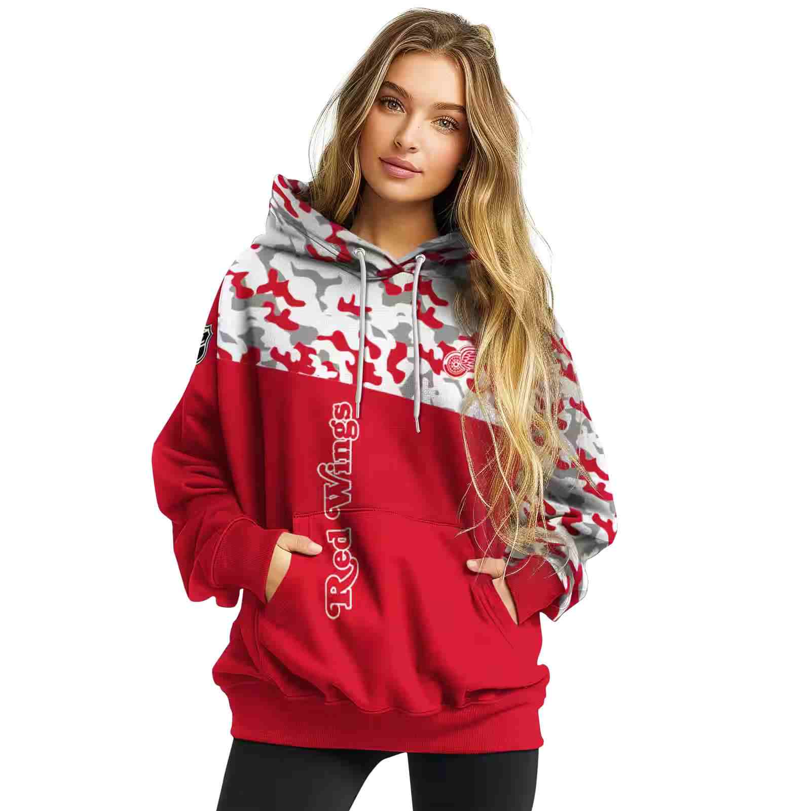 personalized detroit red wings camo pattern red hoodie high quality