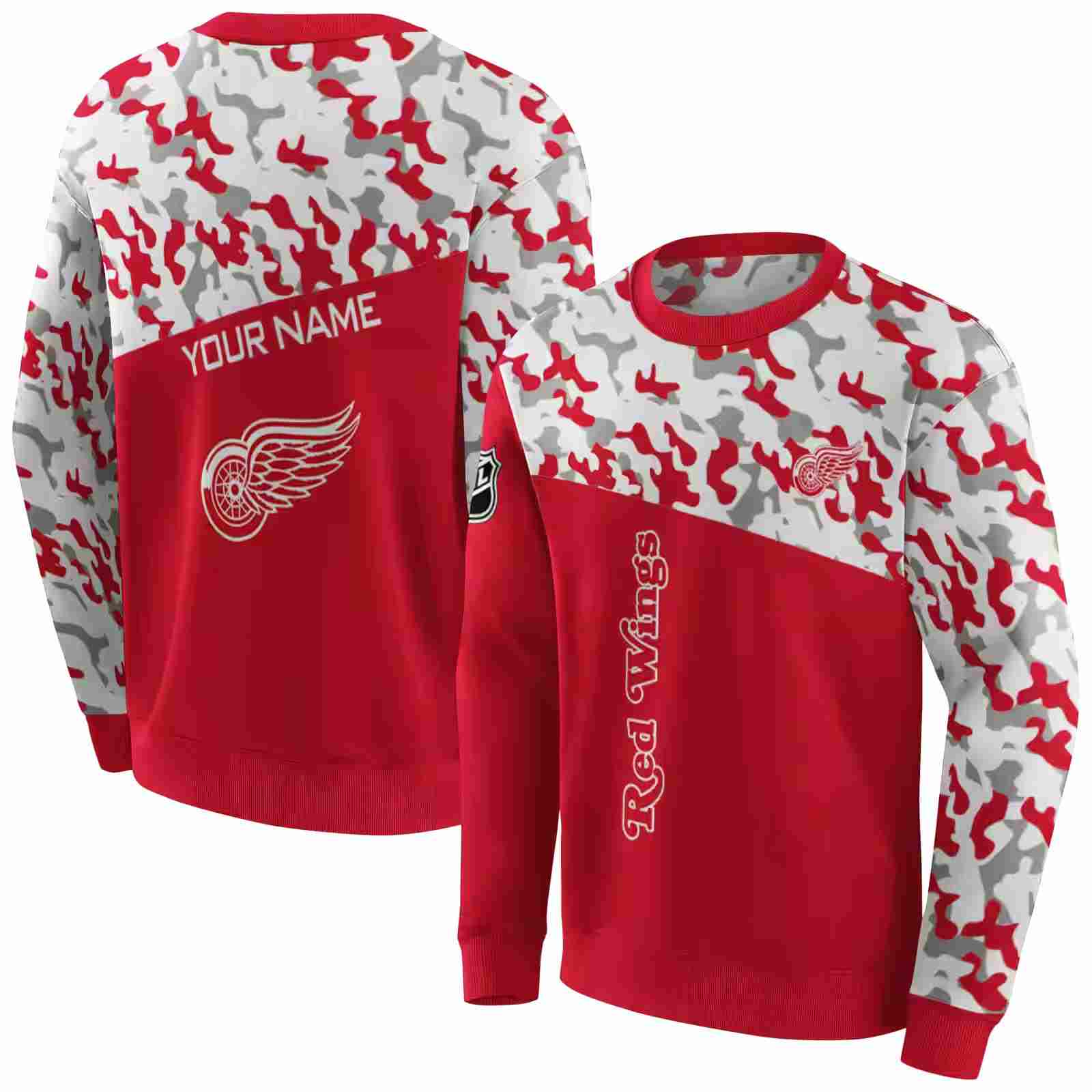 personalized detroit red wings camo pattern red hoodie premium grade