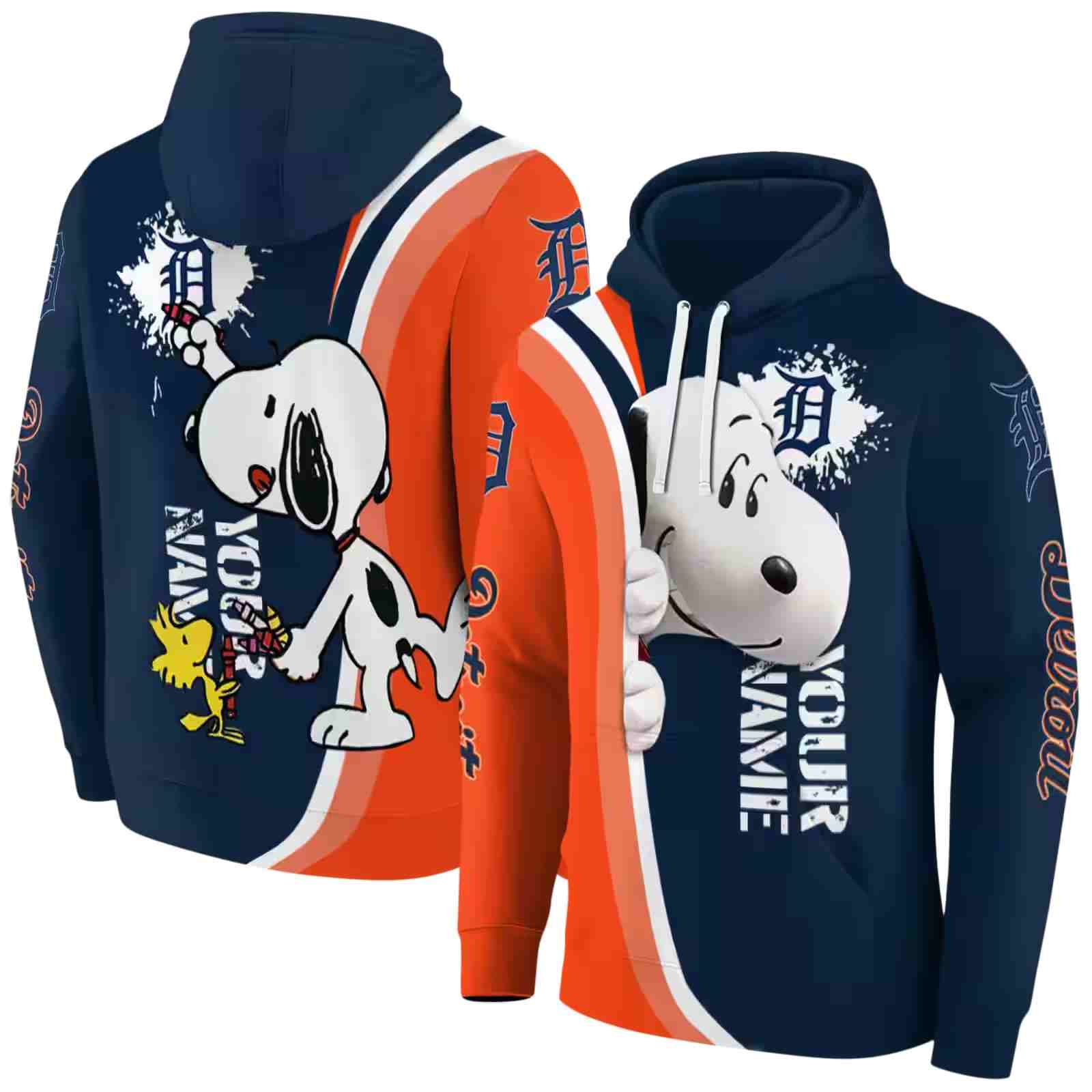 personalized detroit tigers peeking snoopy navy hoodie fashion forward