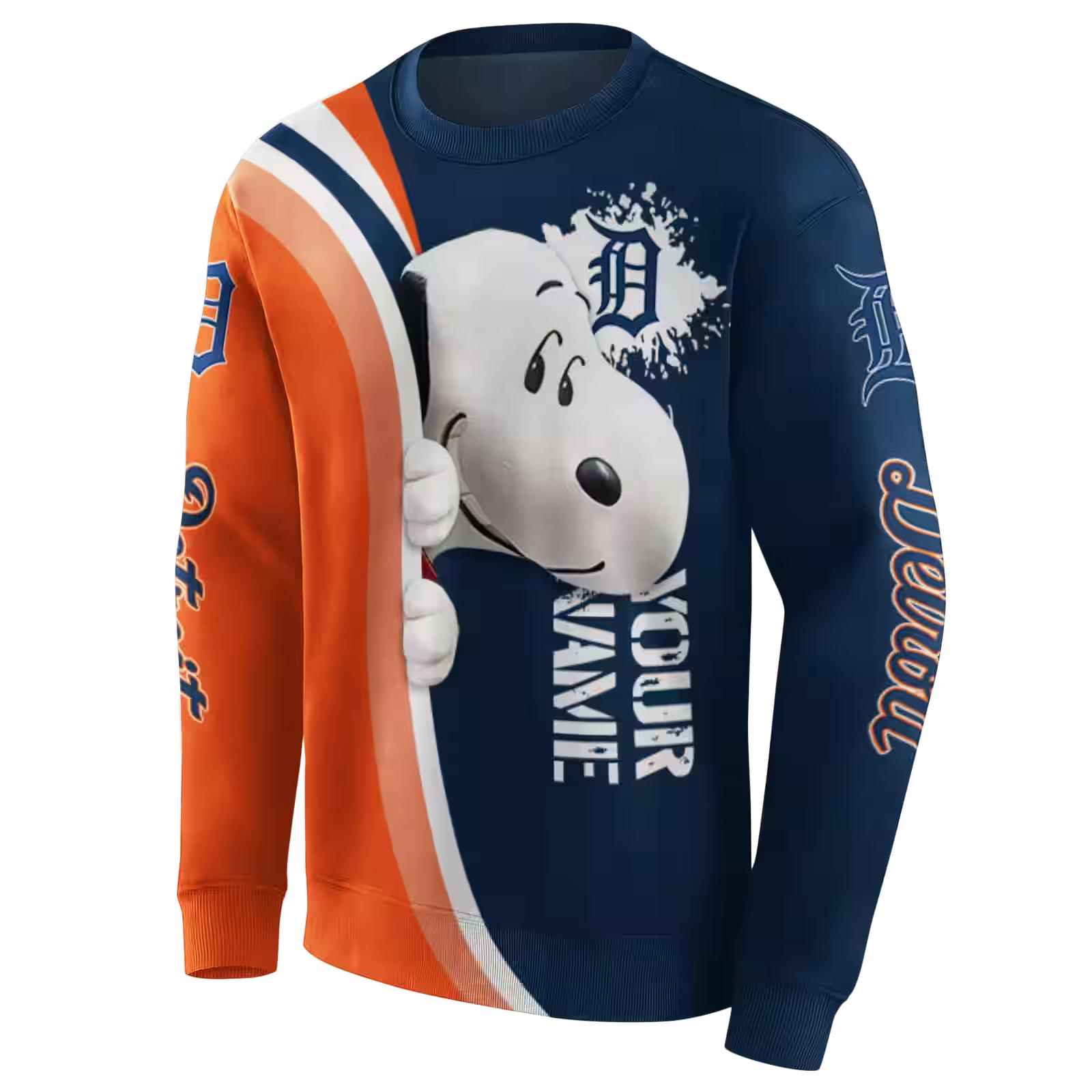 personalized detroit tigers peeking snoopy navy hoodie new arrival