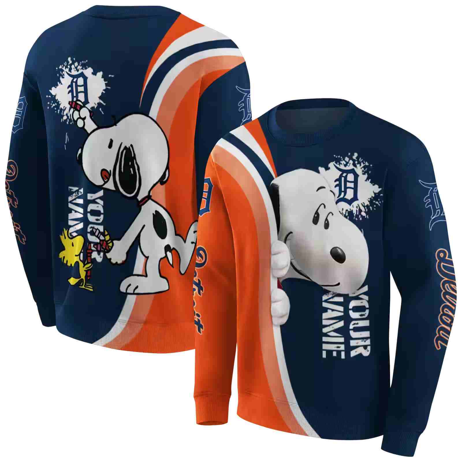 personalized detroit tigers peeking snoopy navy hoodie premium grade