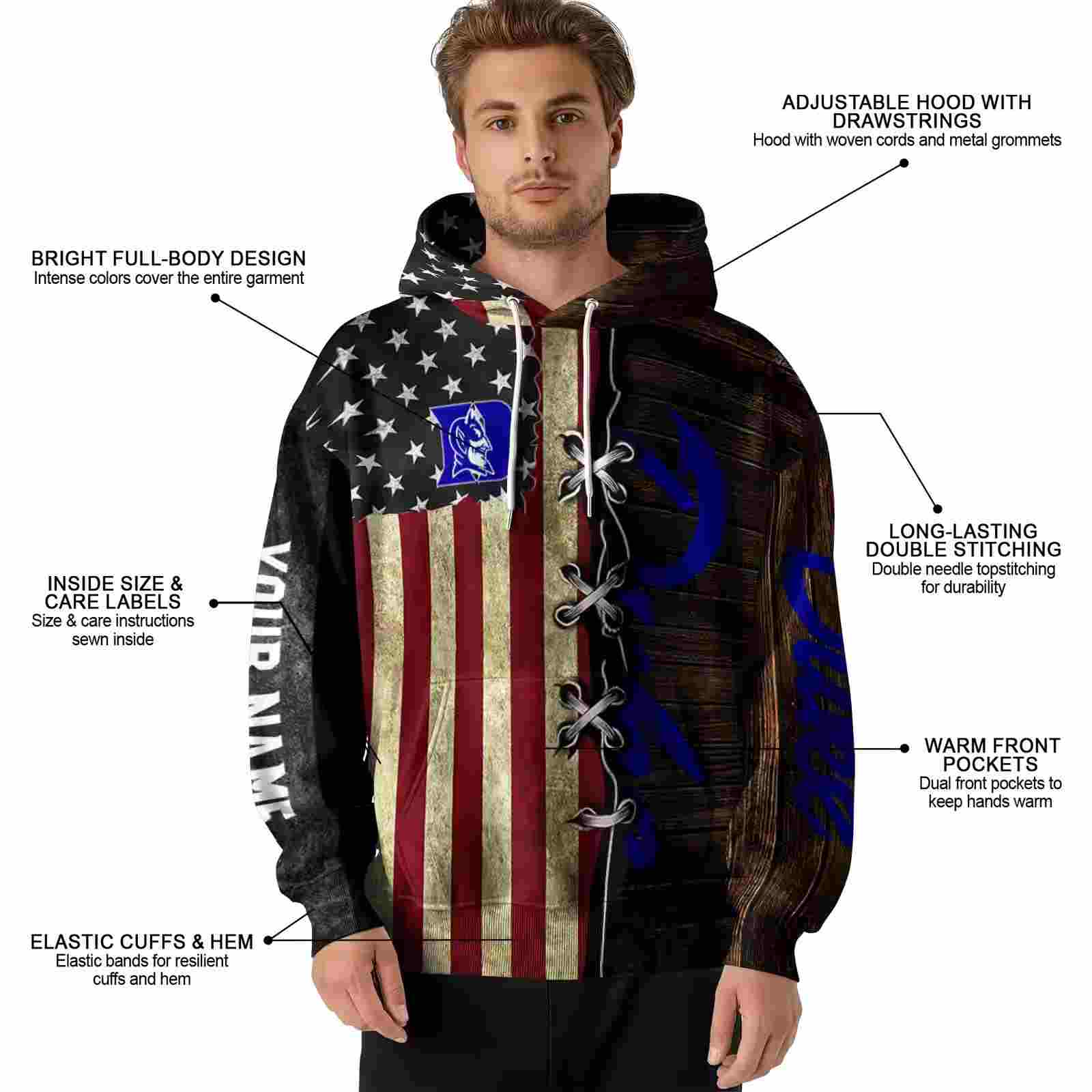 personalized duke blue devils american pride hoodie latest model