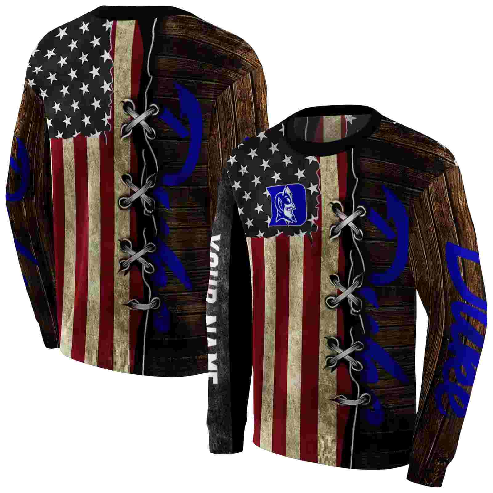 personalized duke blue devils american pride hoodie premium grade