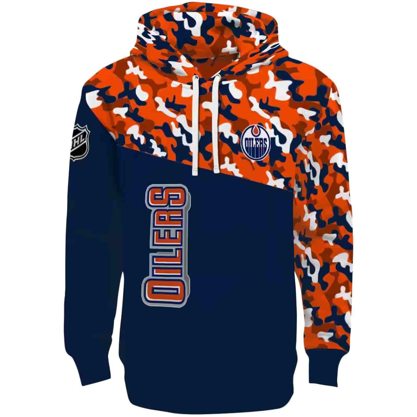 Personalized Edmonton Oilers Camo Pattern Blue Hoodie