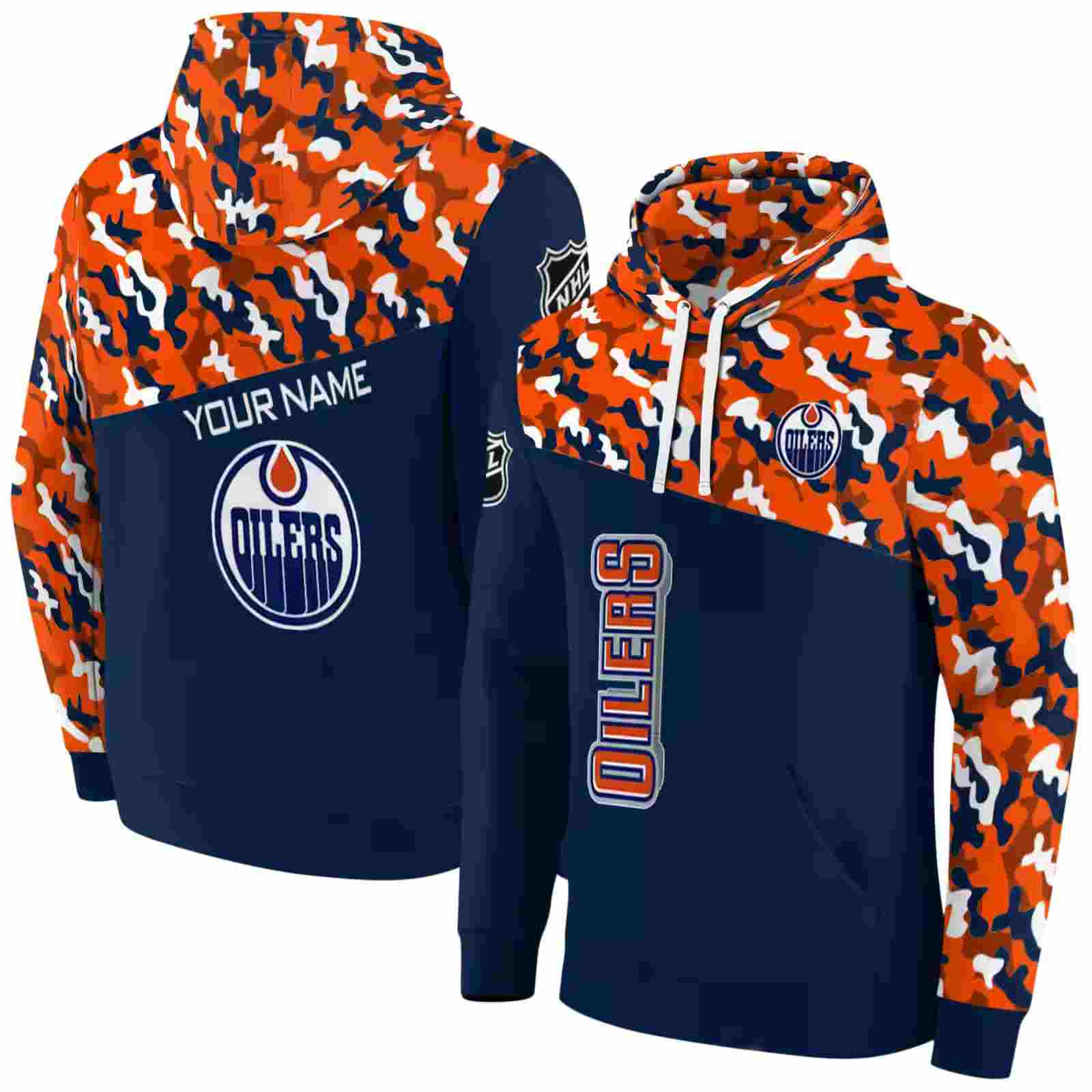 personalized edmonton oilers camo pattern blue hoodie fashion forward