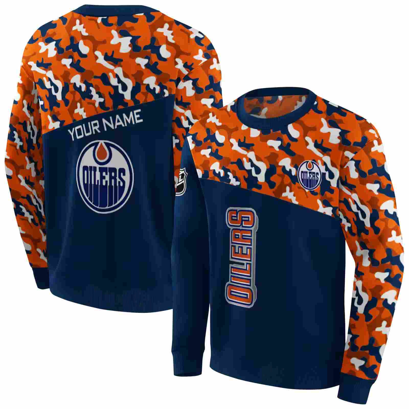 personalized edmonton oilers camo pattern blue hoodie premium grade