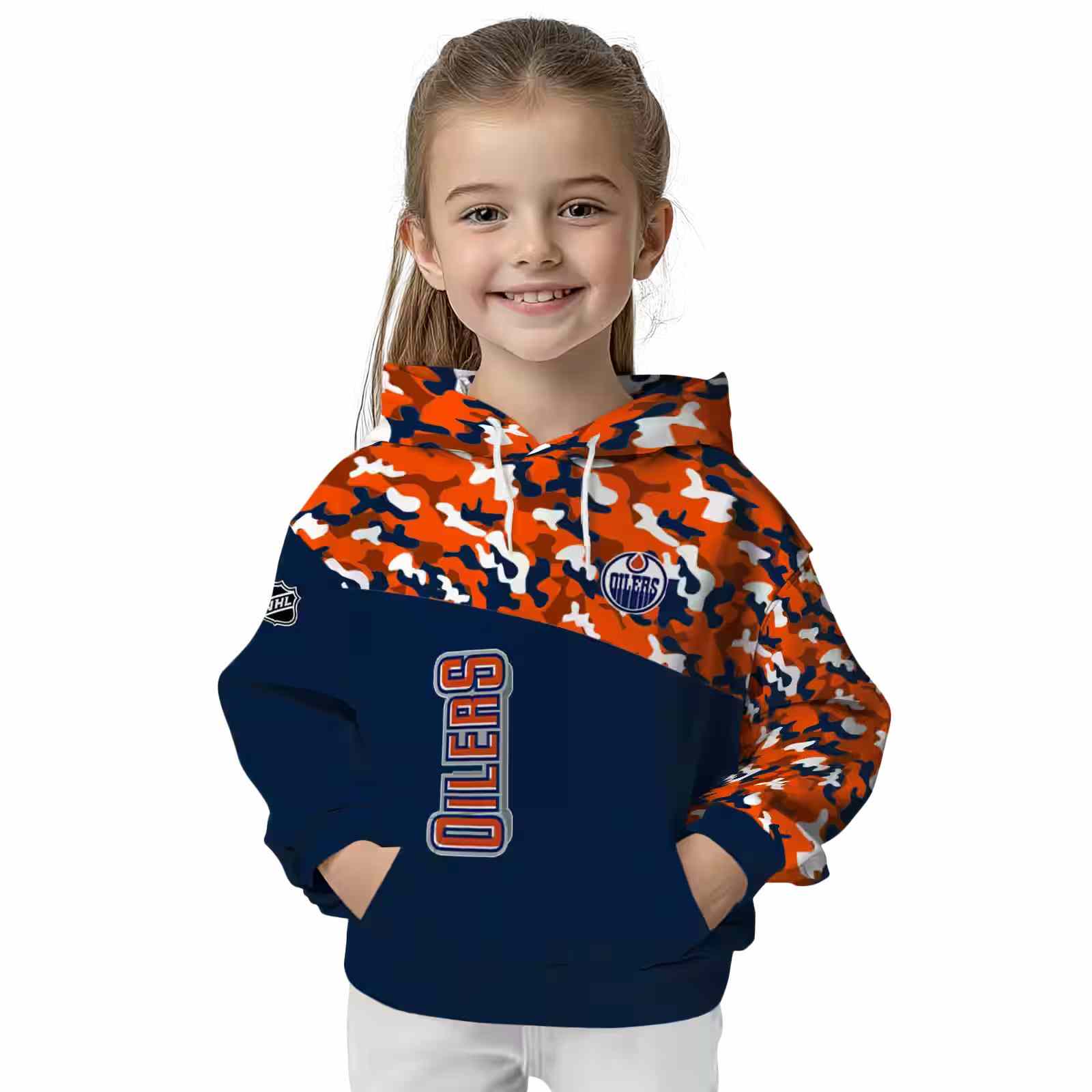 personalized edmonton oilers camo pattern blue hoodie top rated