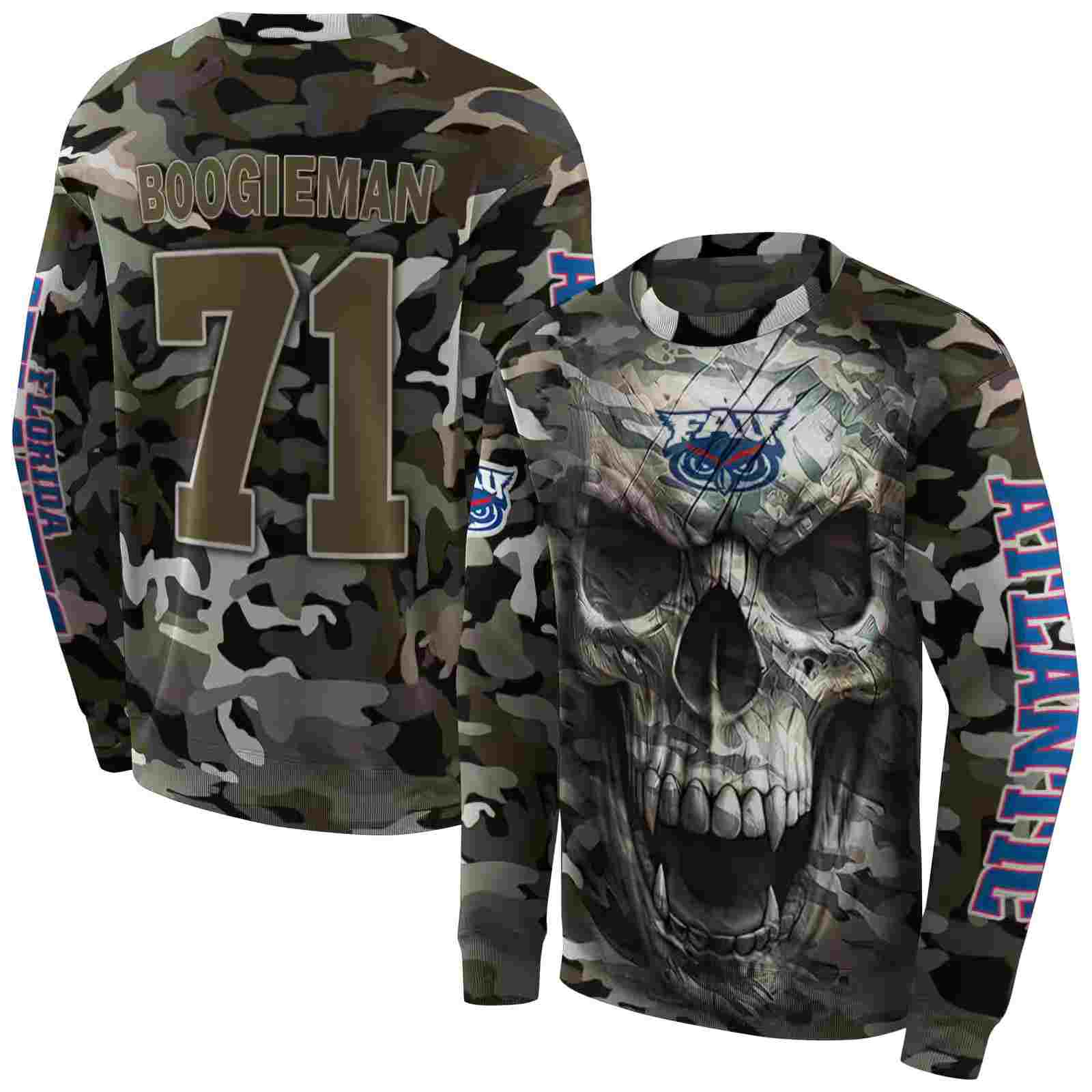 personalized florida atlantic owls camo skull hoodie premium grade