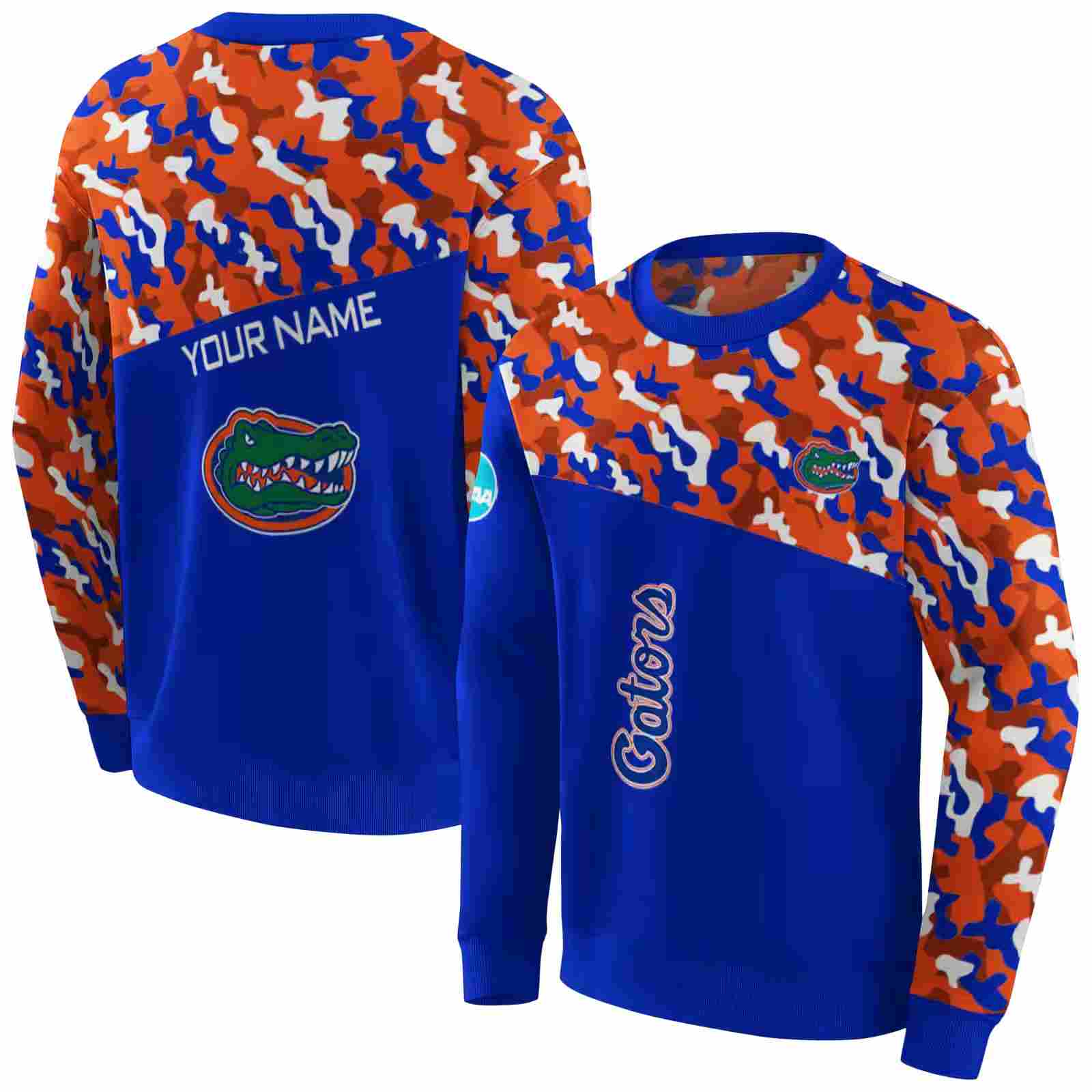 personalized florida gators camo pattern blue hoodie premium grade