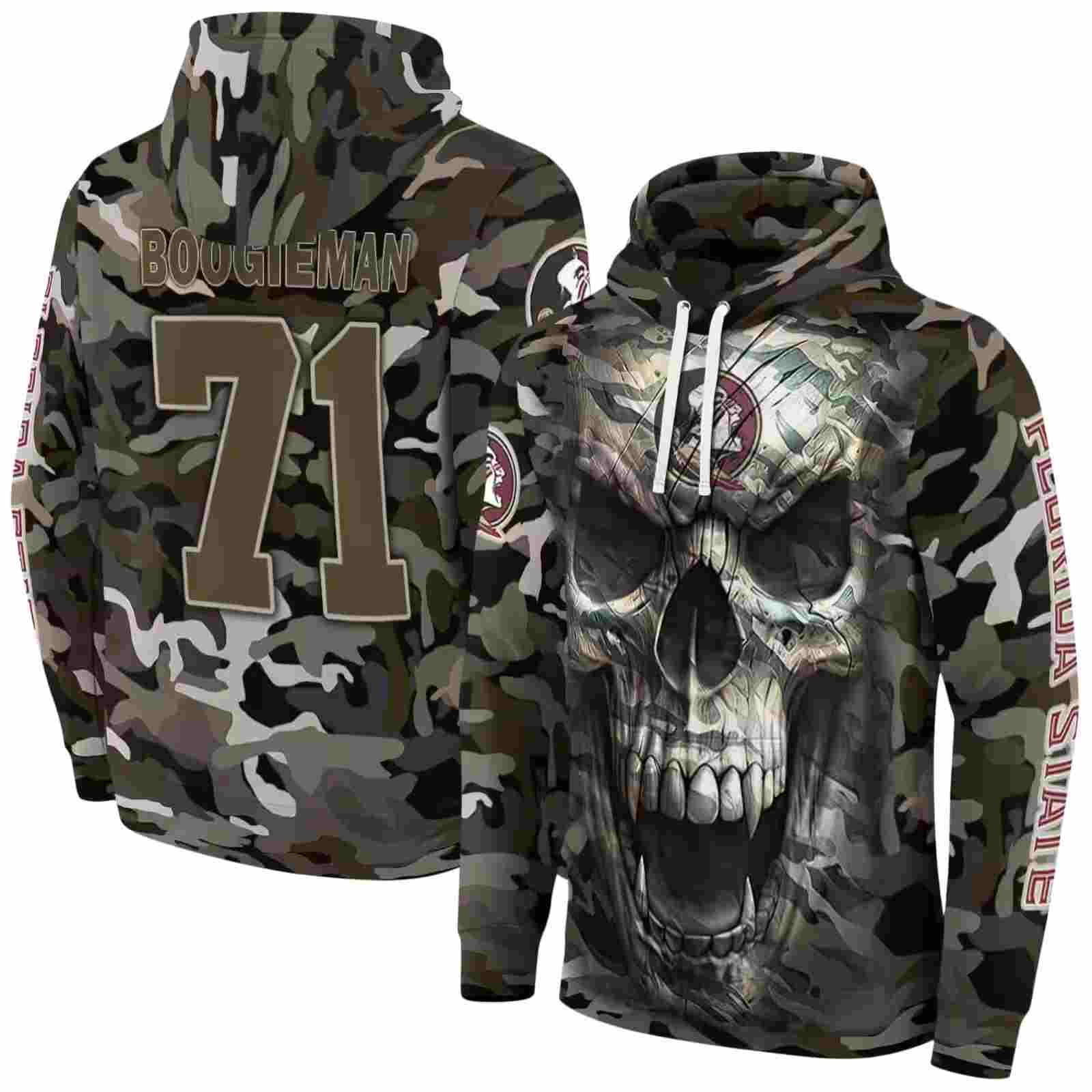 personalized florida state seminoles camo skull hoodie fashion forward