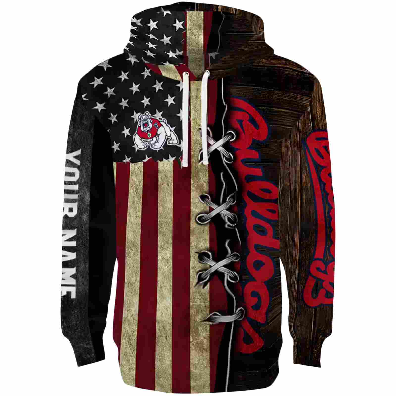 Personalized Fresno State Bulldogs American Pride Hoodie