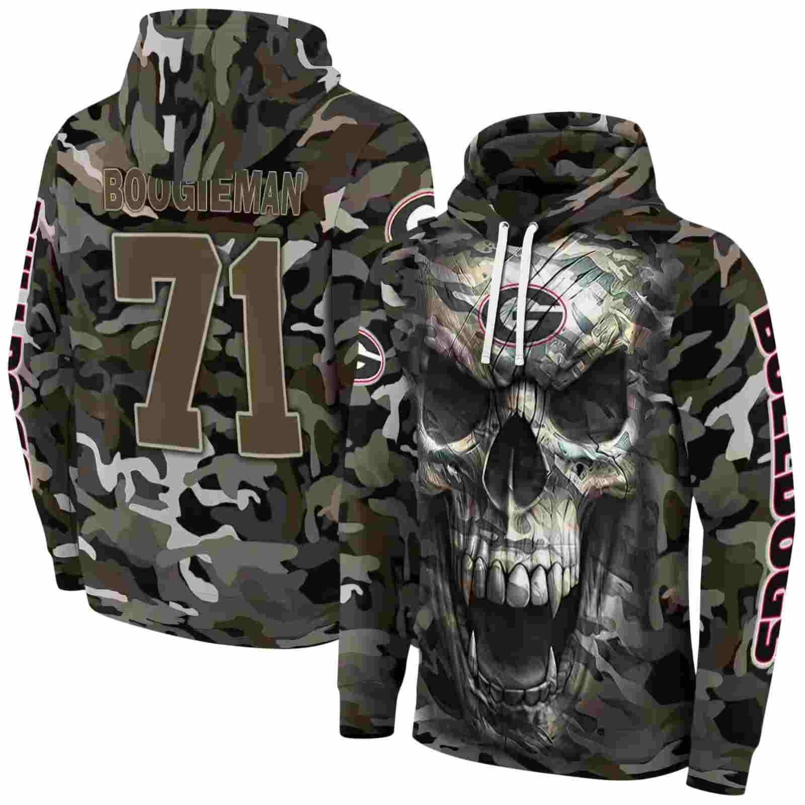 personalized georgia bulldogs camo skull hoodie fashion forward