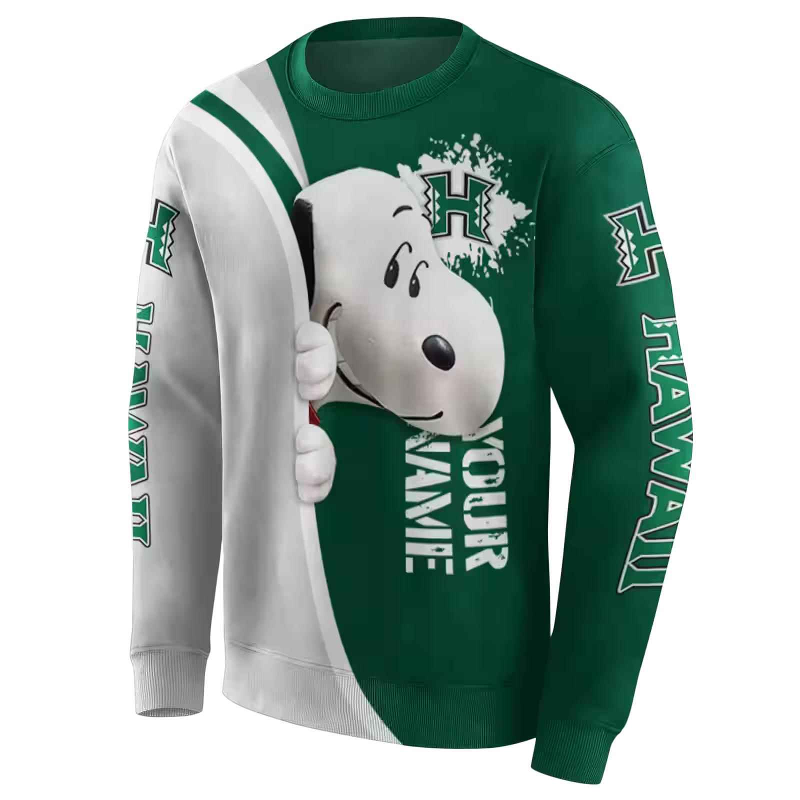 personalized hawaii rainbow warriors peeking snoopy green hoodie new arrival