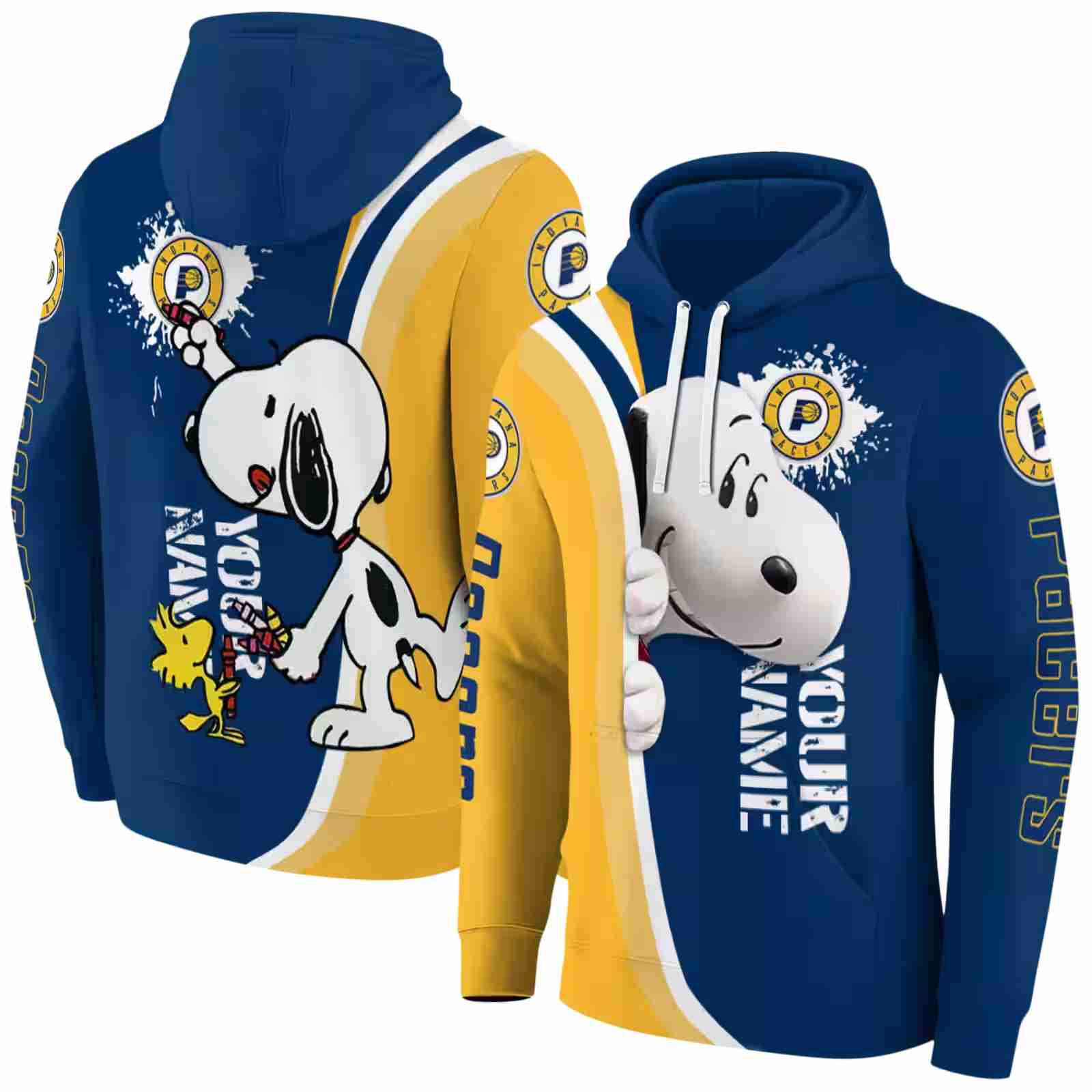 personalized indiana pacers peeking snoopy blue hoodie fashion forward