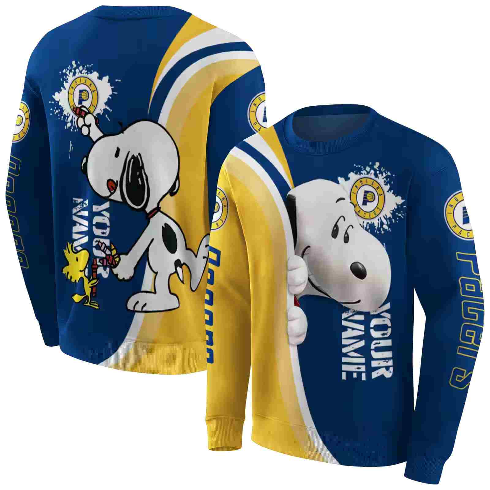 personalized indiana pacers peeking snoopy blue hoodie premium grade