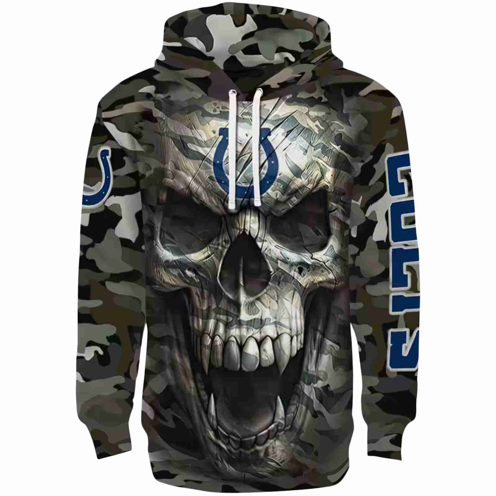 Personalized Indianapolis Colts Camo Skull Hoodie