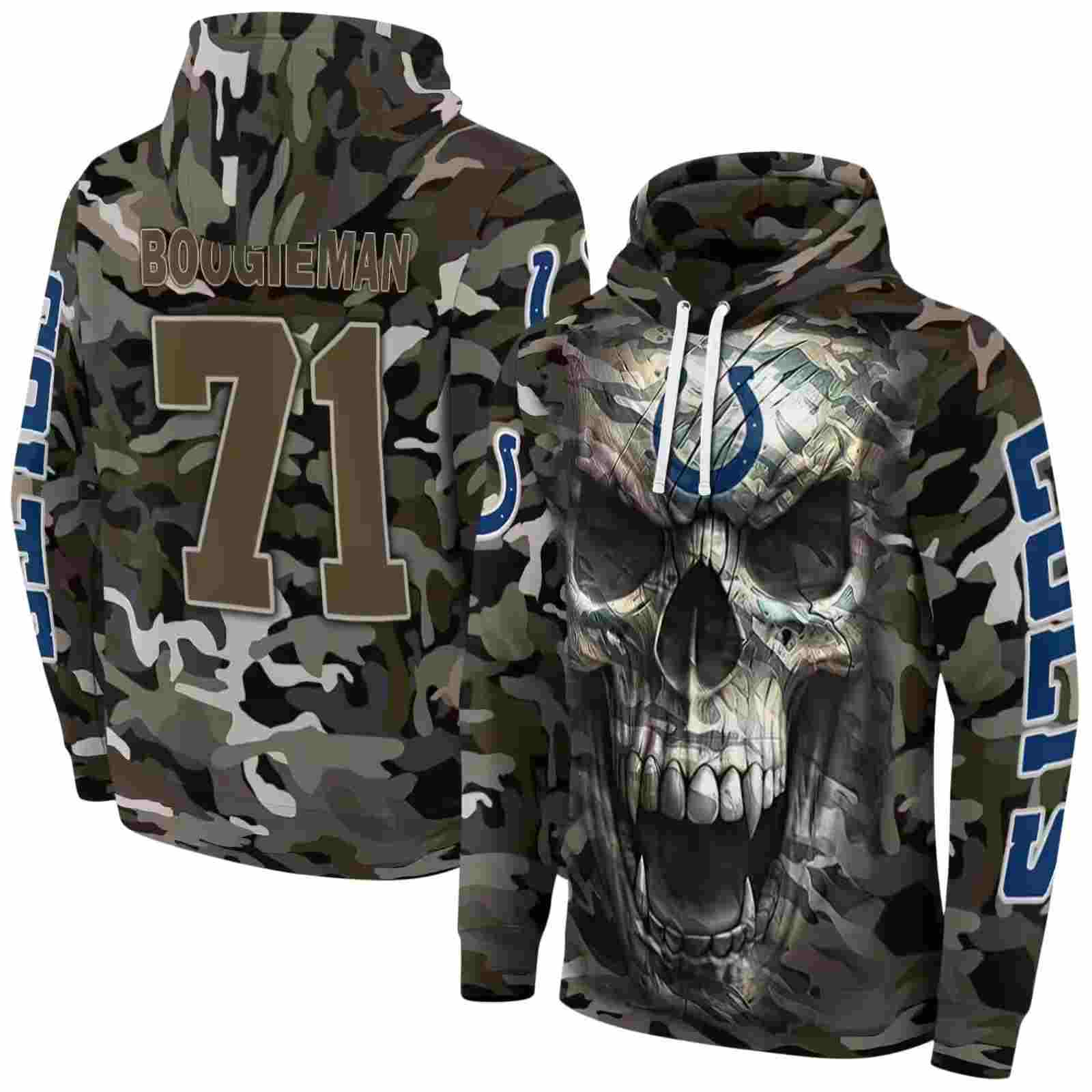 personalized indianapolis colts camo skull hoodie fashion forward