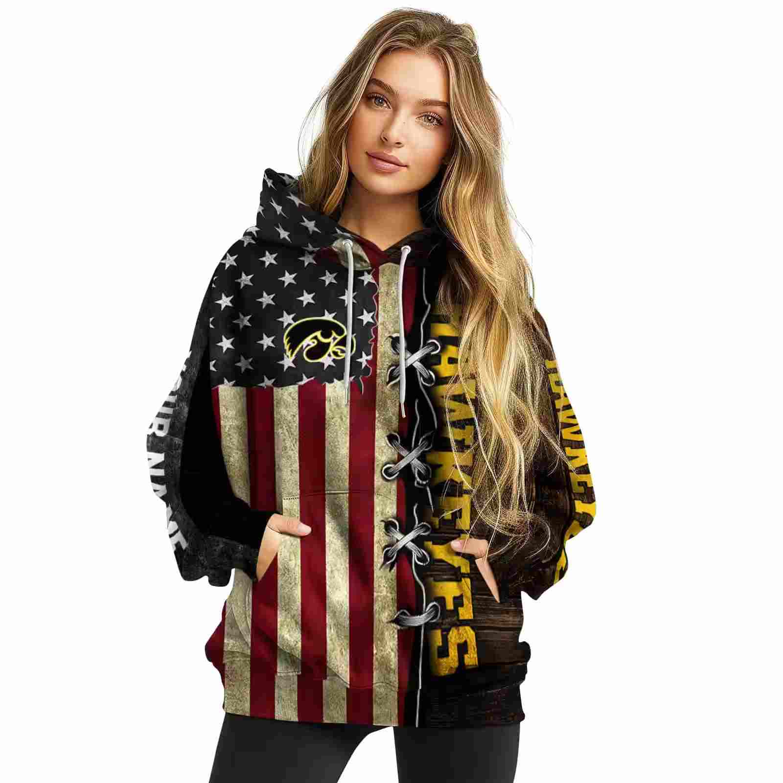 personalized iowa hawkeyes american pride hoodie high quality