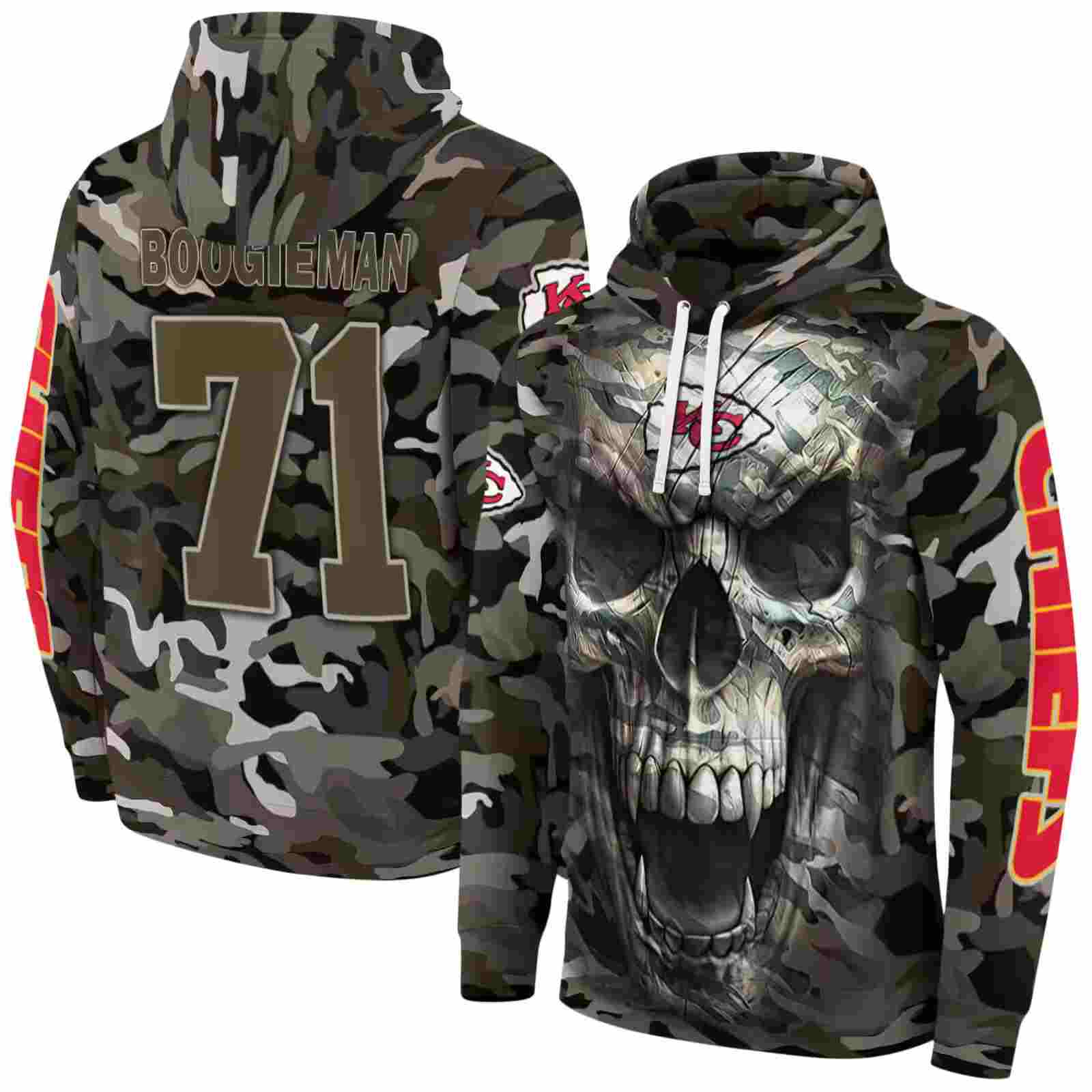 personalized kansas city chiefs camo skull hoodie fashion forward