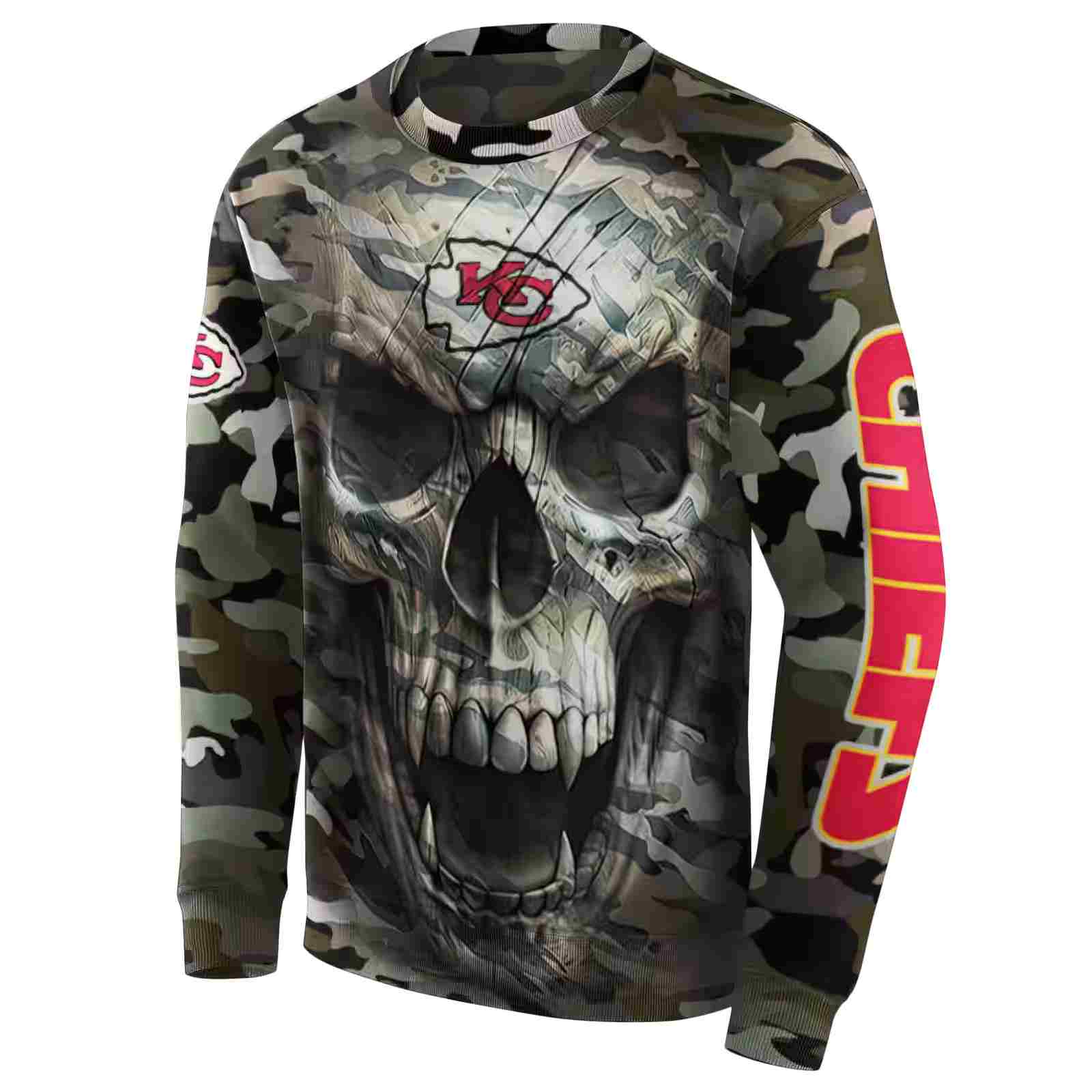 personalized kansas city chiefs camo skull hoodie new arrival