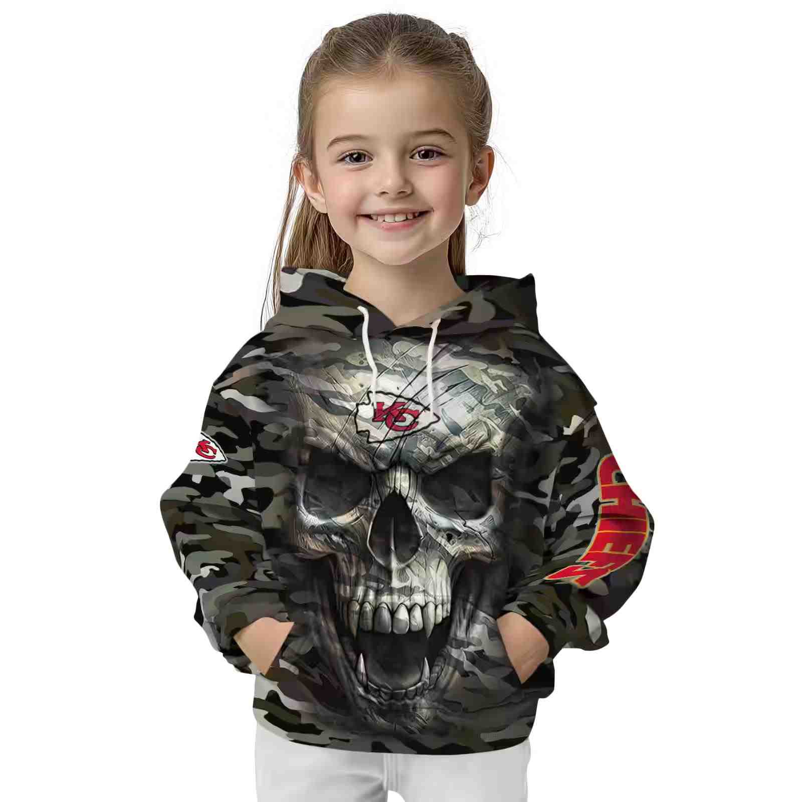 personalized kansas city chiefs camo skull hoodie top rated