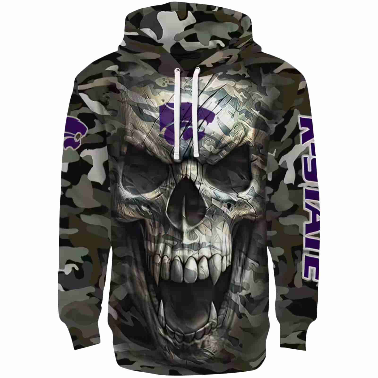 Personalized Kansas State Wildcats Camo Skull Hoodie