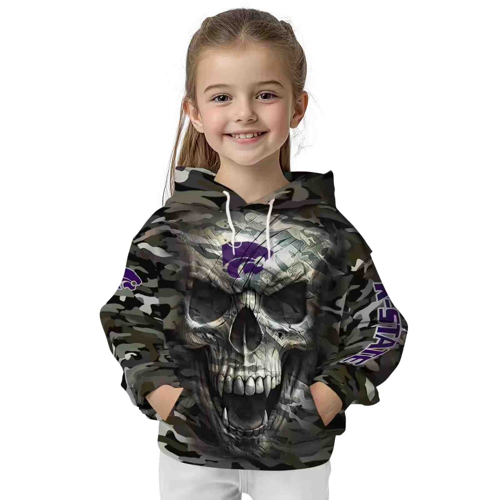 personalized kansas state wildcats camo skull hoodie top rated