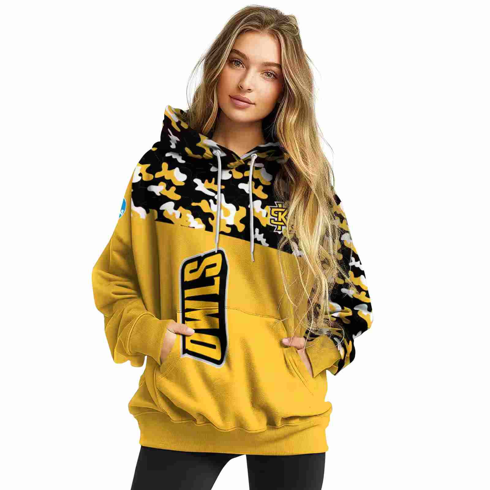 personalized kennesaw state owls camo pattern gold hoodie high quality